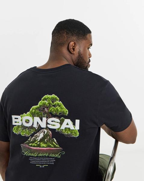 JACK & JONES Bonsai Back Graphic T-Shirt - Black