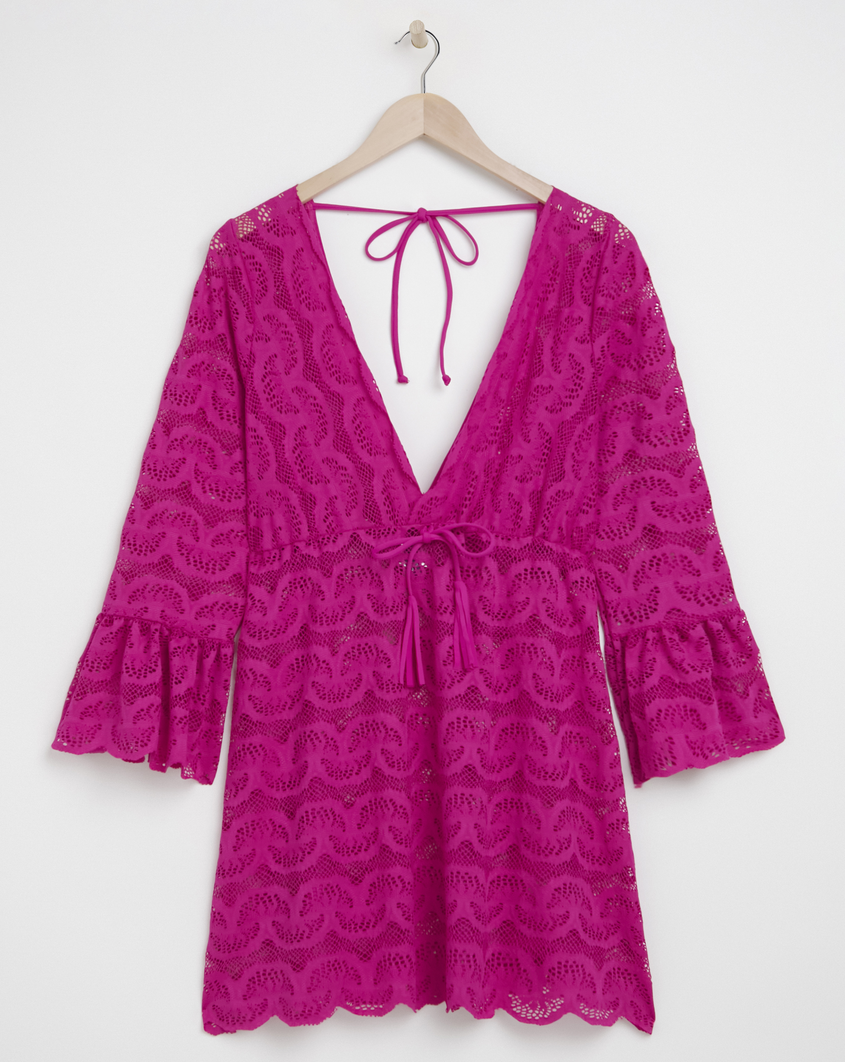 Pink - Women's - Figleaves Curve Cancun Lace Beach Dress - Size 10