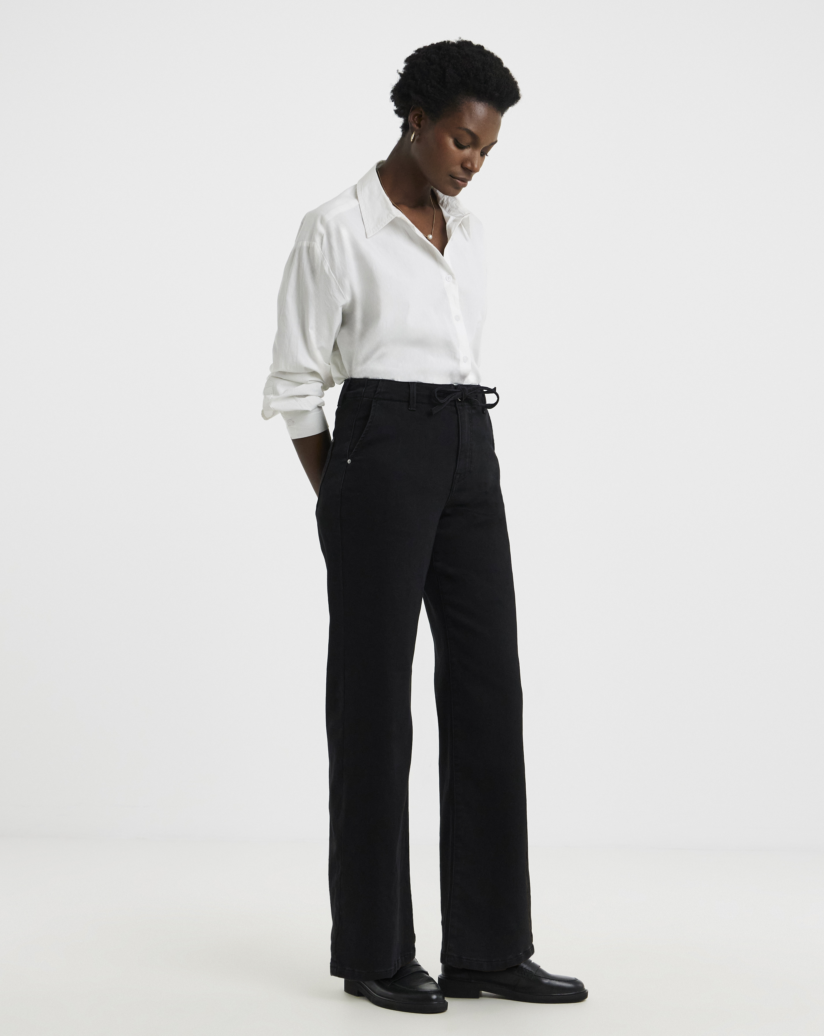Black Fleece Lined Cosy Wide Leg Jean