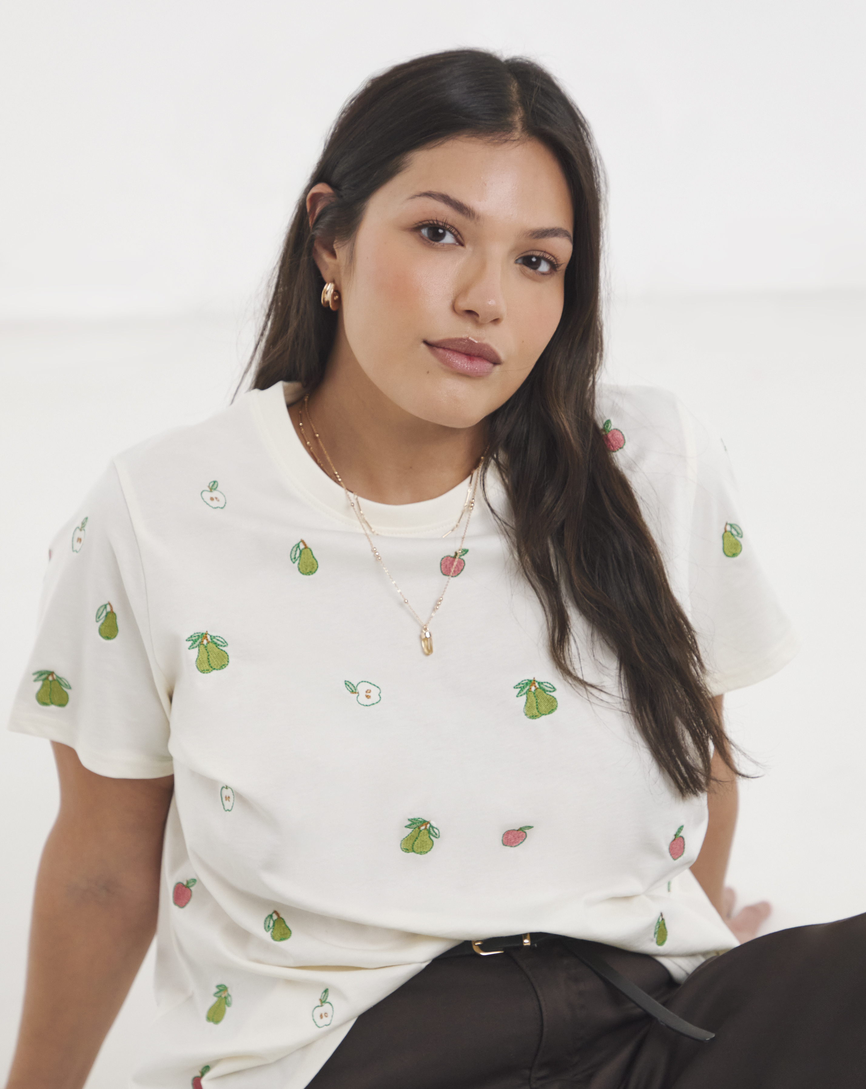 Apples and Pears Embroidered T-Shirt