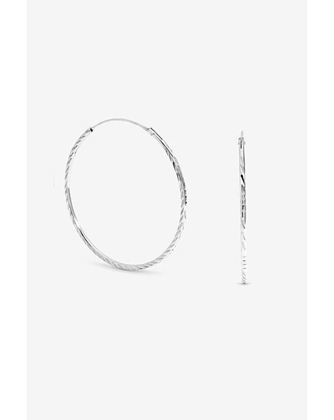 Simply Silver Sterling Silver 925 Polished Diamond Cut Sleeper Hoop Earrings