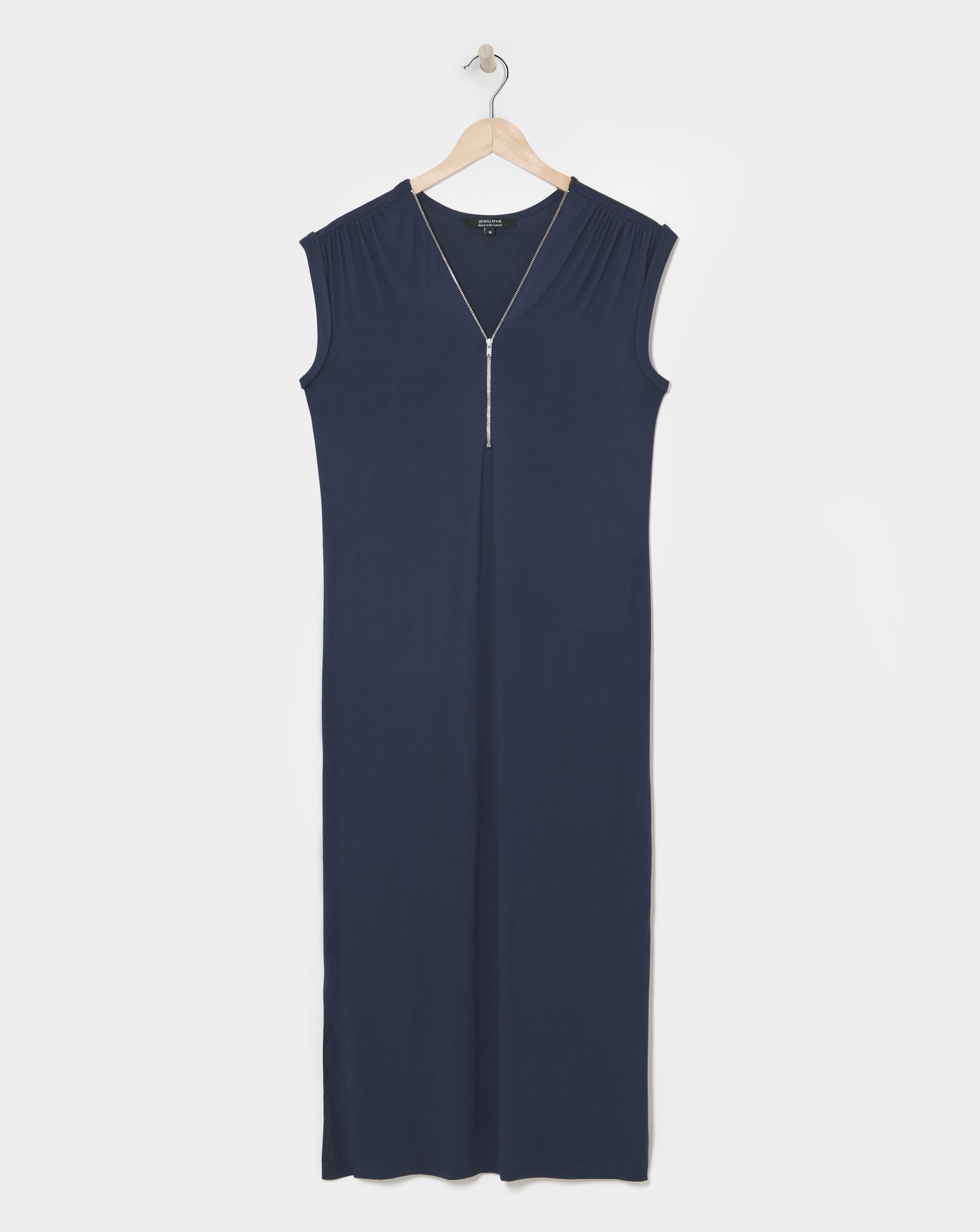 Midi T-Shirt Dress With Zip V-Neck