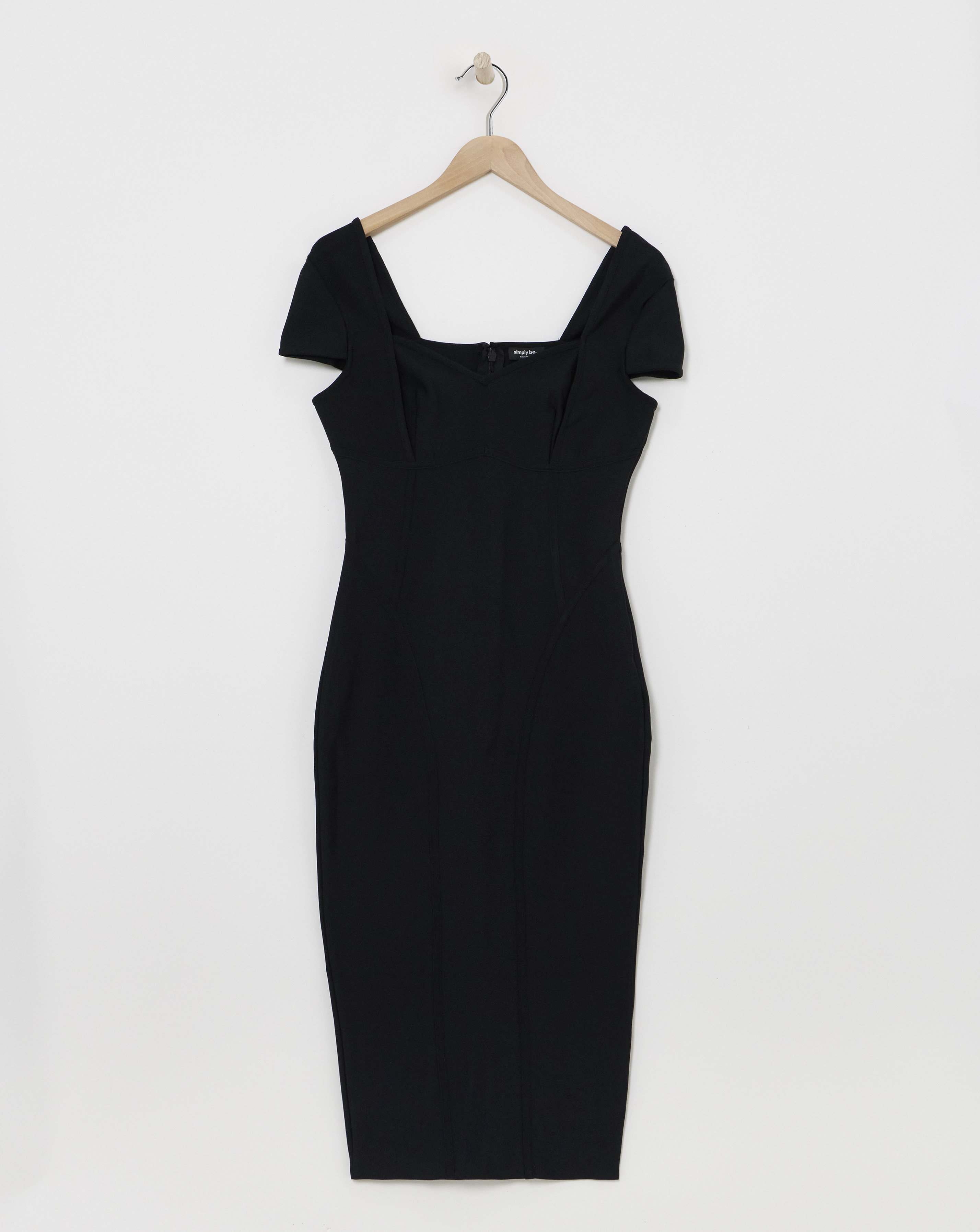 Simply Be - Women's Contouring Seam Bandage Midi Dress - Size 12 - Black - 91% Polyester 9% Elastane