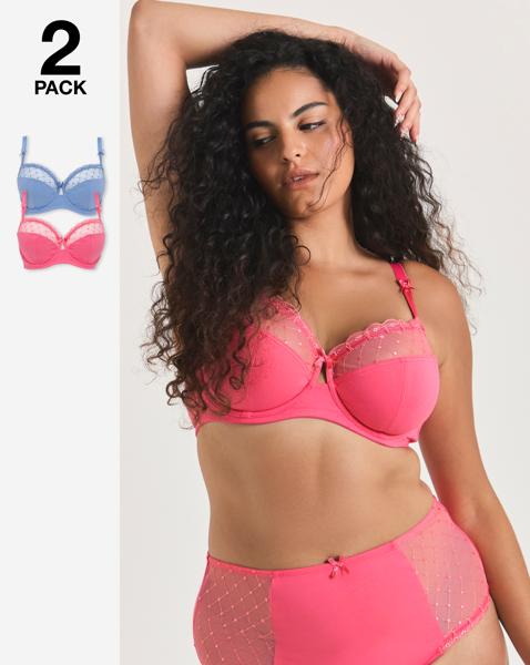 2 Pack Rachel Embroidered Balcony Bras