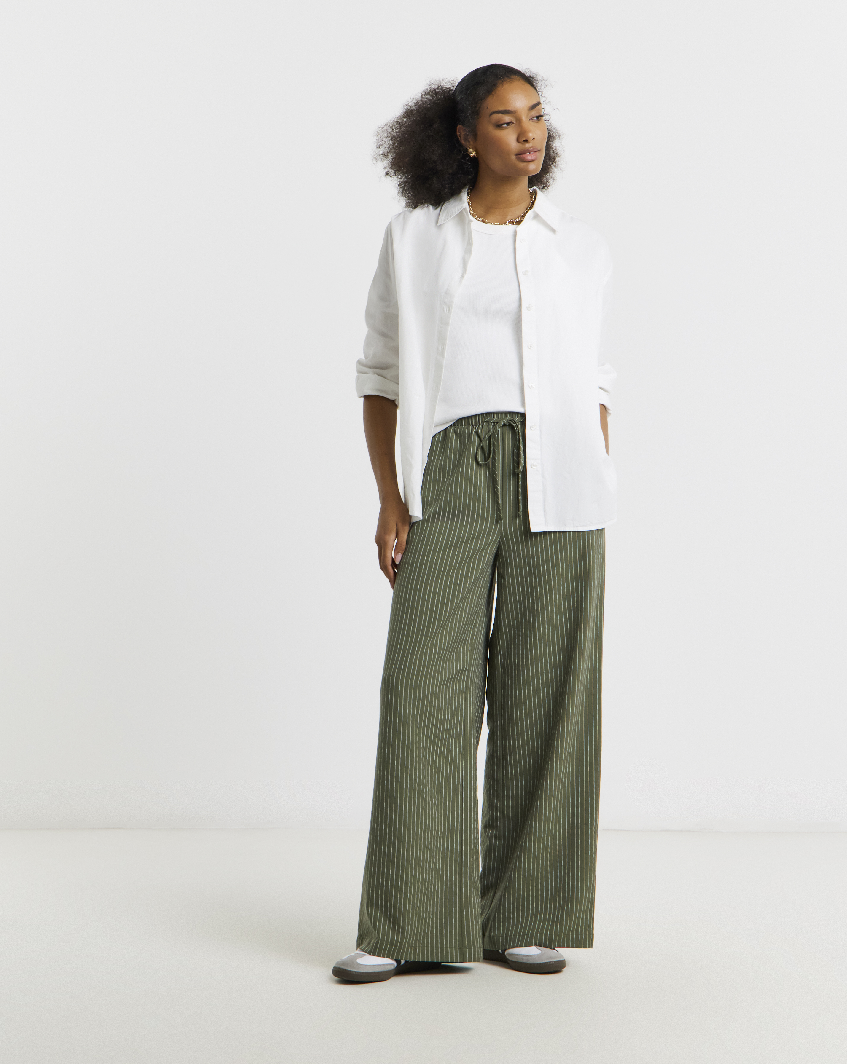 Simply Be Khaki Stripe Peg Leg Trouser