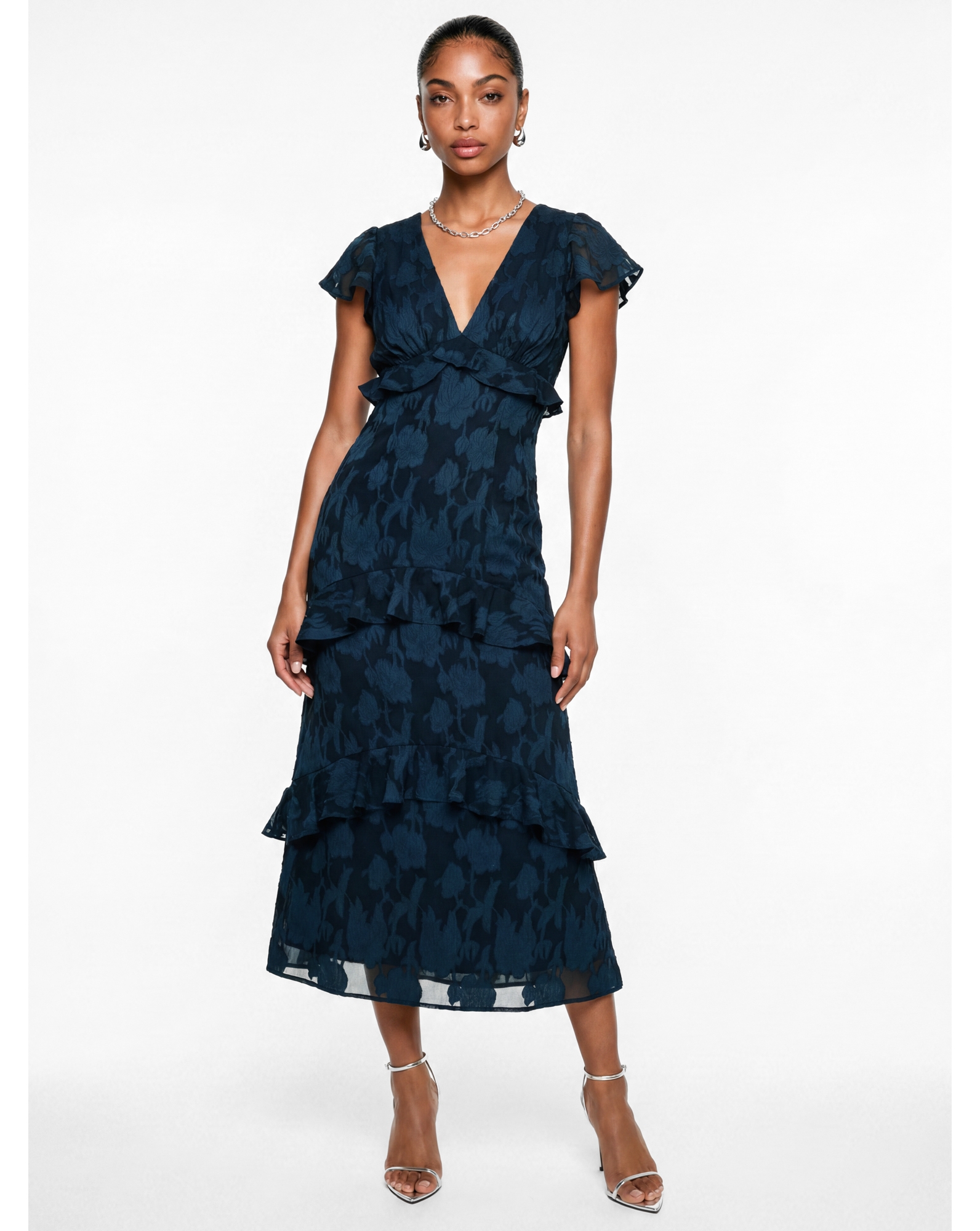 Anaya Floral Burnout Midi Dress