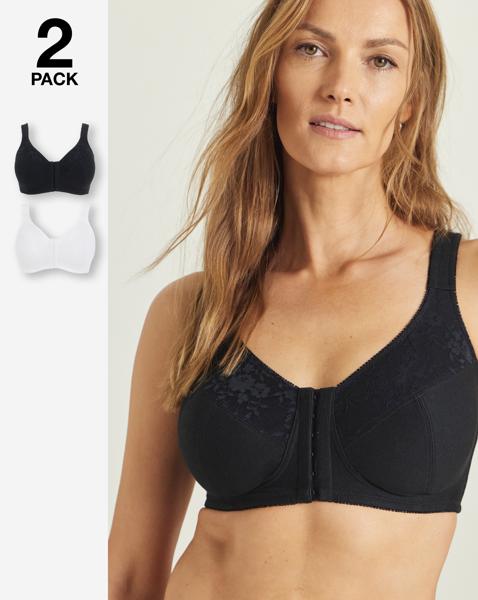 2 Pack Sarah Front Fasten Non Wired Bras