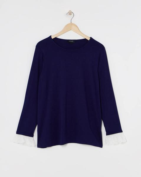 Broderie Cuff Detail Top