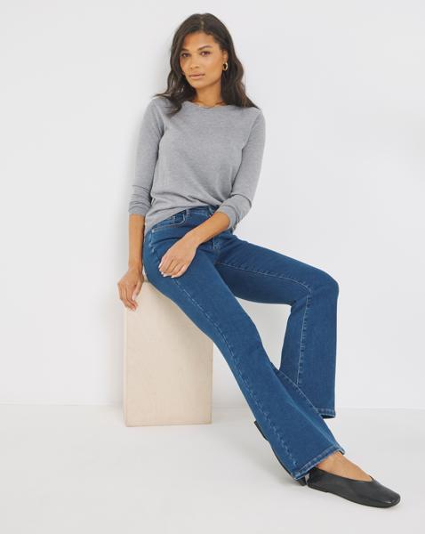 Indigo Fleece Lined Cosy Flare Leg Jeans