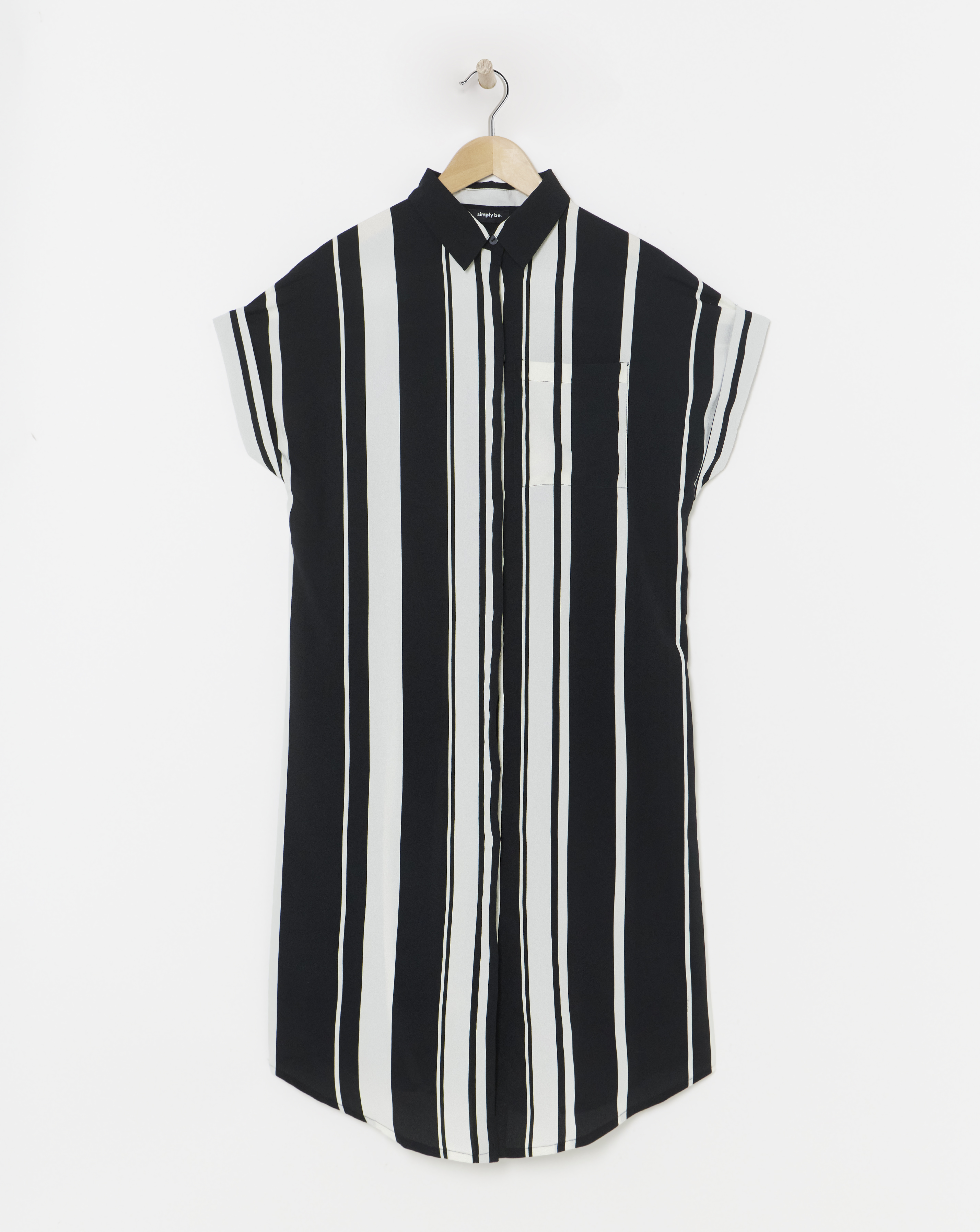 Simply Be - Women's Mono Stripe Midi Shirt Dress - Size 10 - Mono stripe