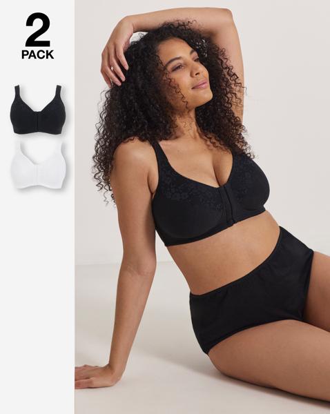 2 Pack Sarah Front Fasten Non Wired Bras