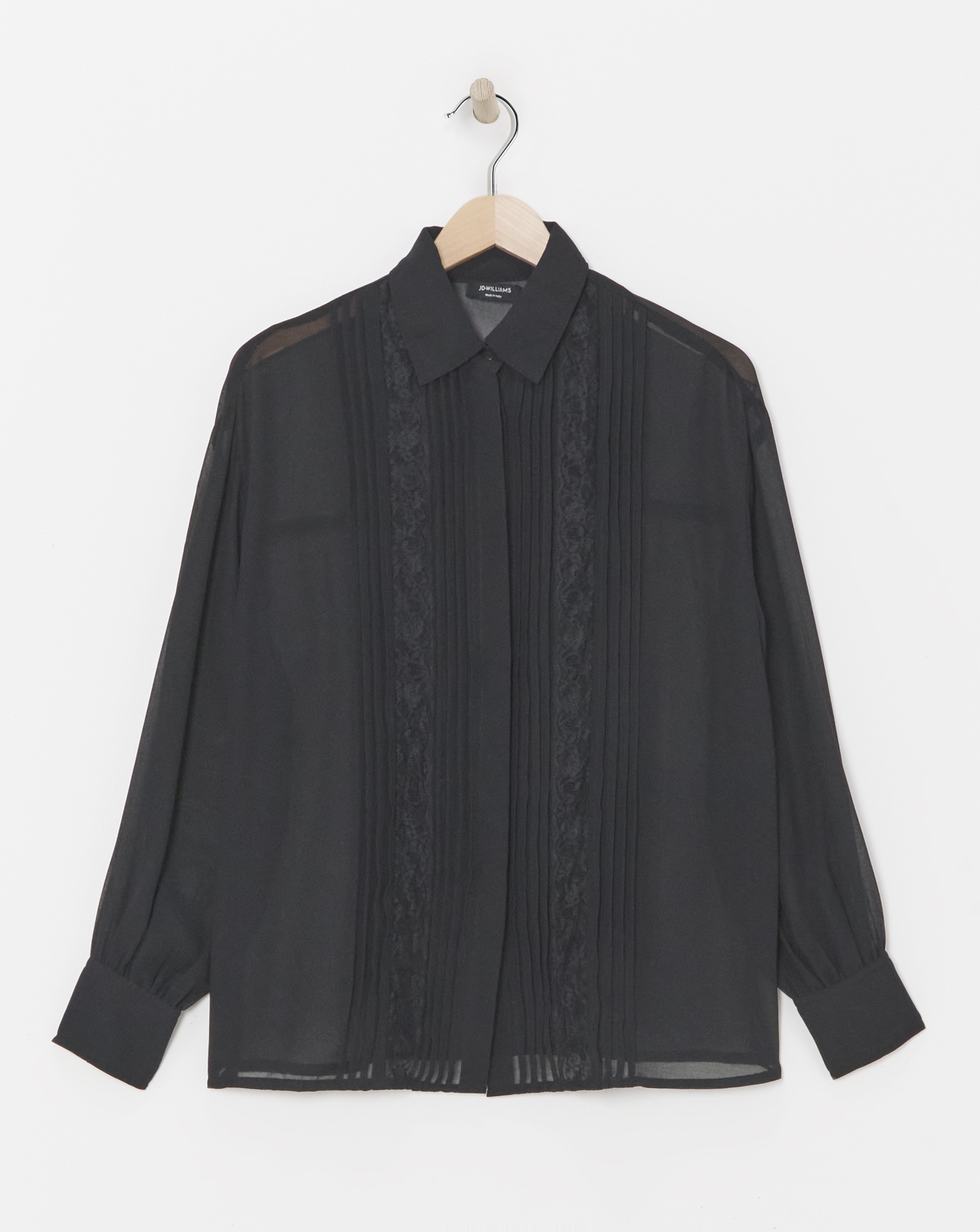 Lace Trim Chiffon Shirt