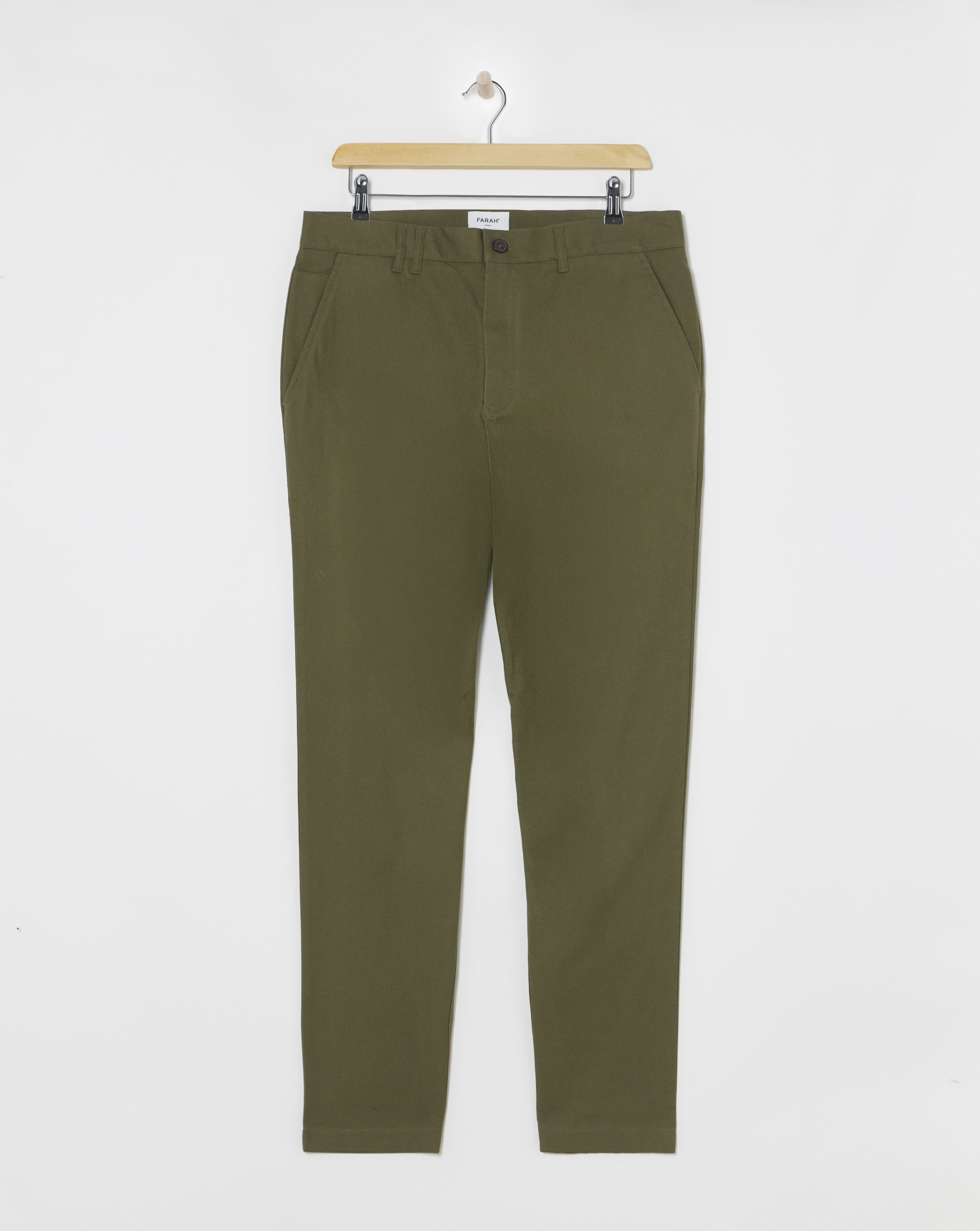 Farah Norwood Hopsack Trouser Olive - Men's Trousers - 100% Cotton - Size 38R