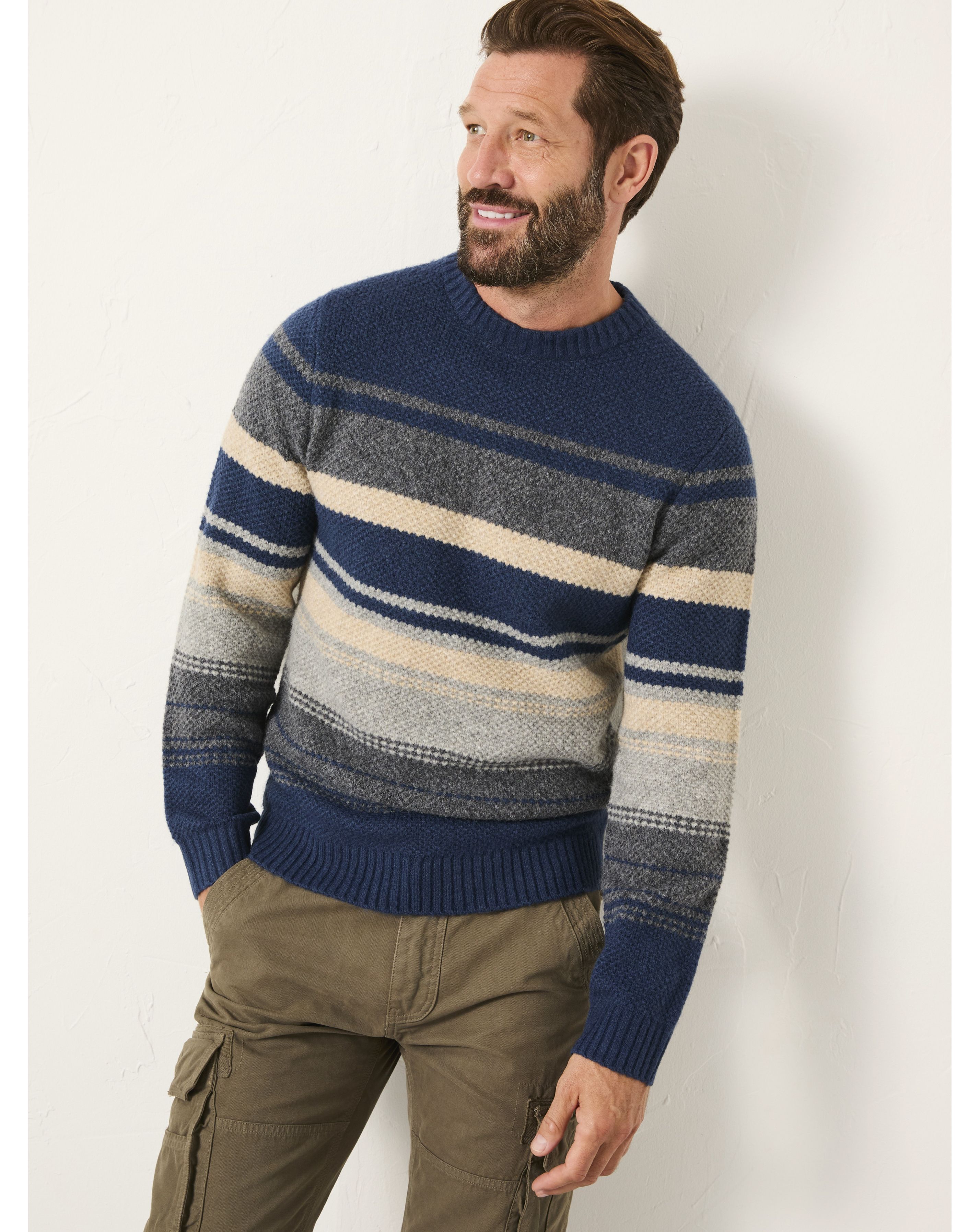 FatFace Calder Stripe Jumper - Navy