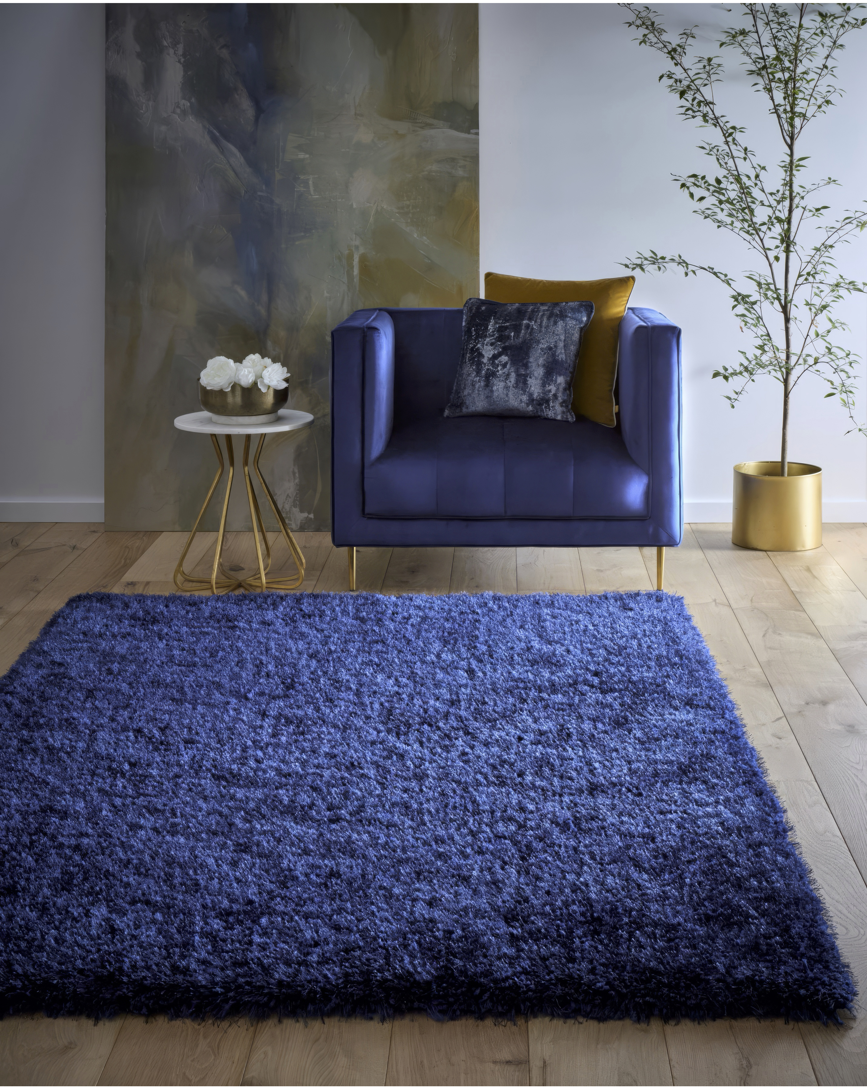 Origins Navy Chicago Shaggy Rug 200X290