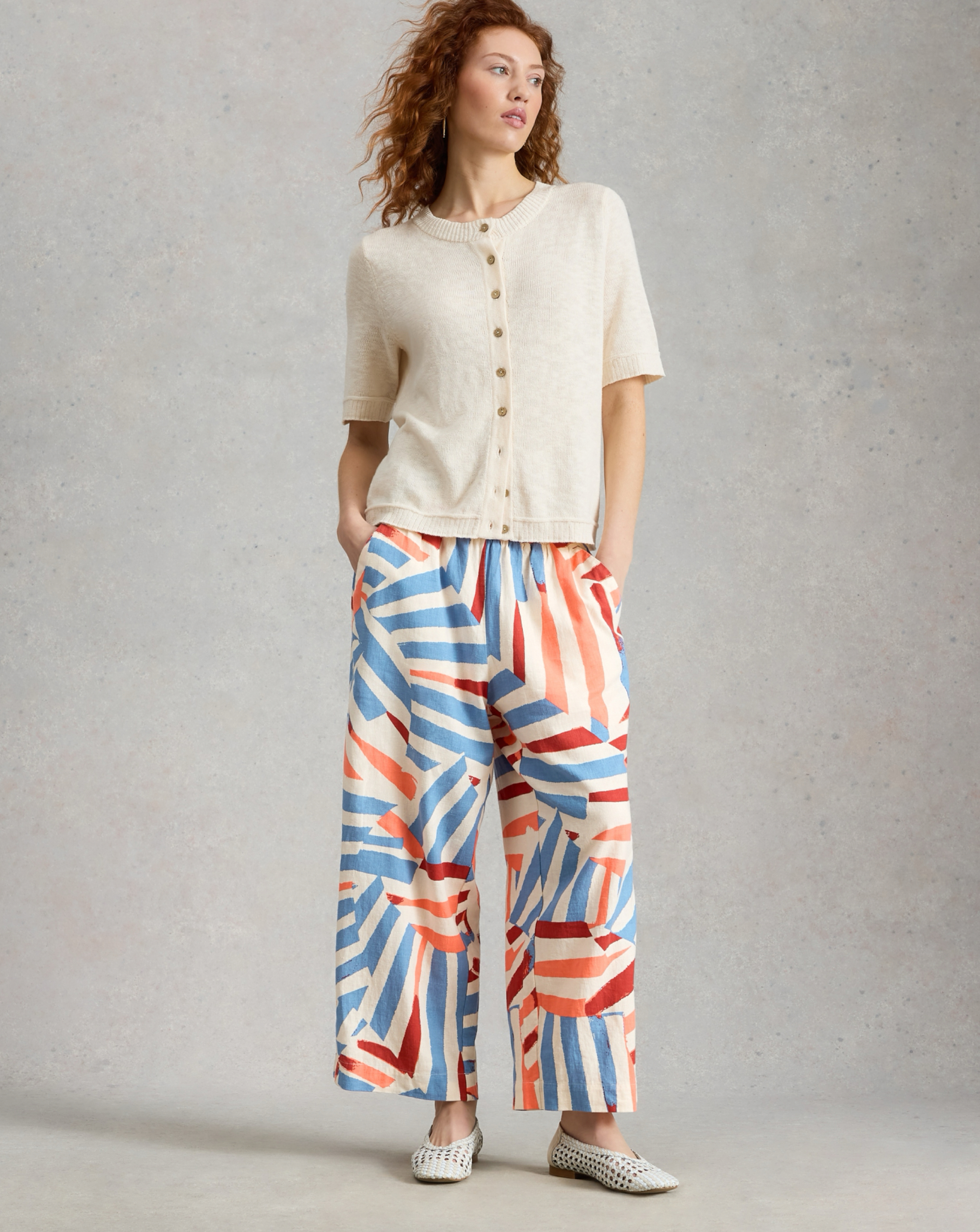 White Stuff Shelly Culotte Ivory Print - White Stuff - Size: 10