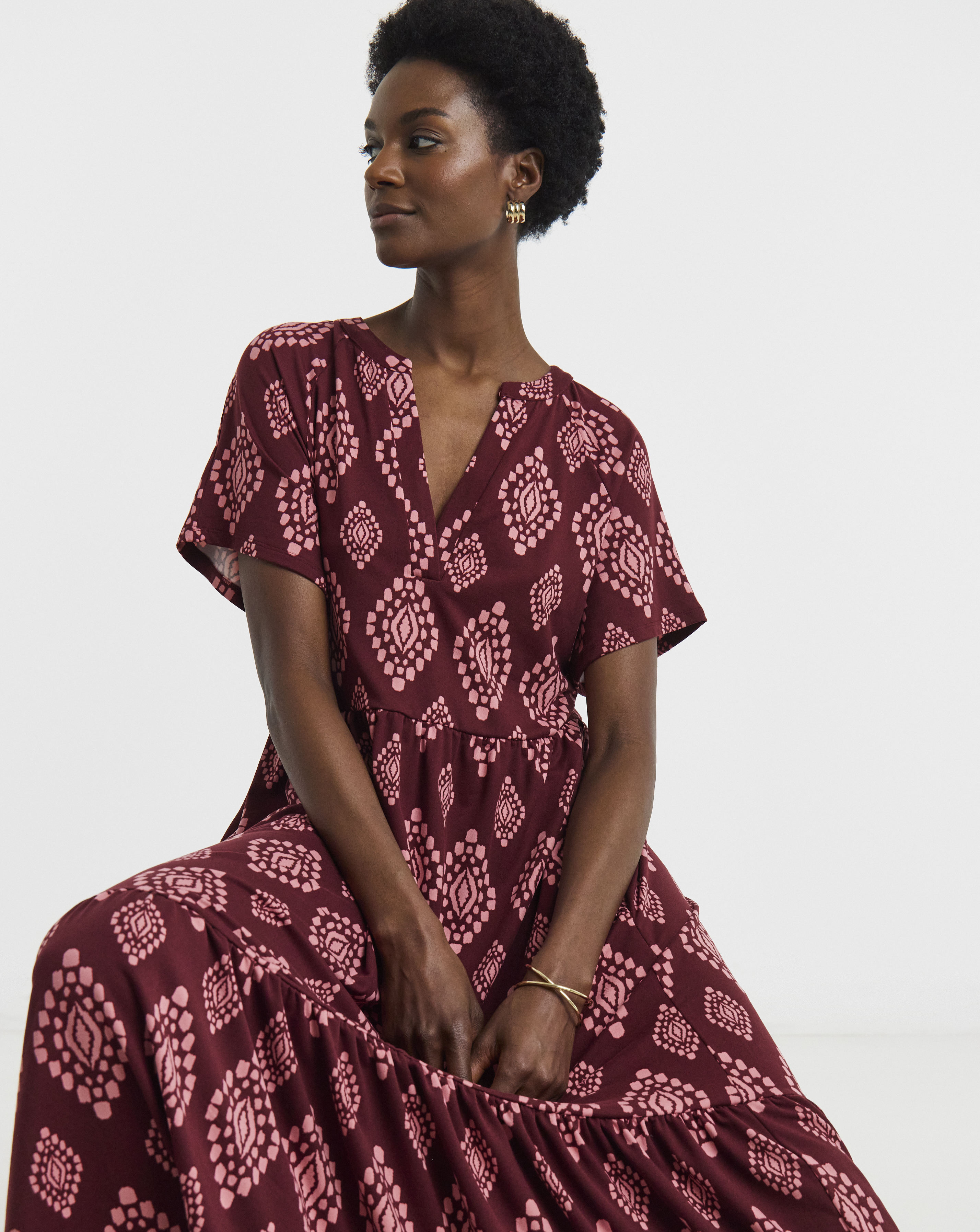Jersey Notch Neck Maxi Dress