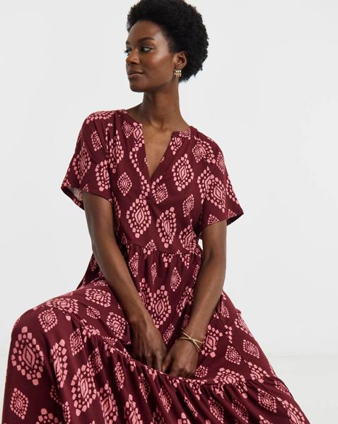 Jersey Notch Neck Maxi Dress