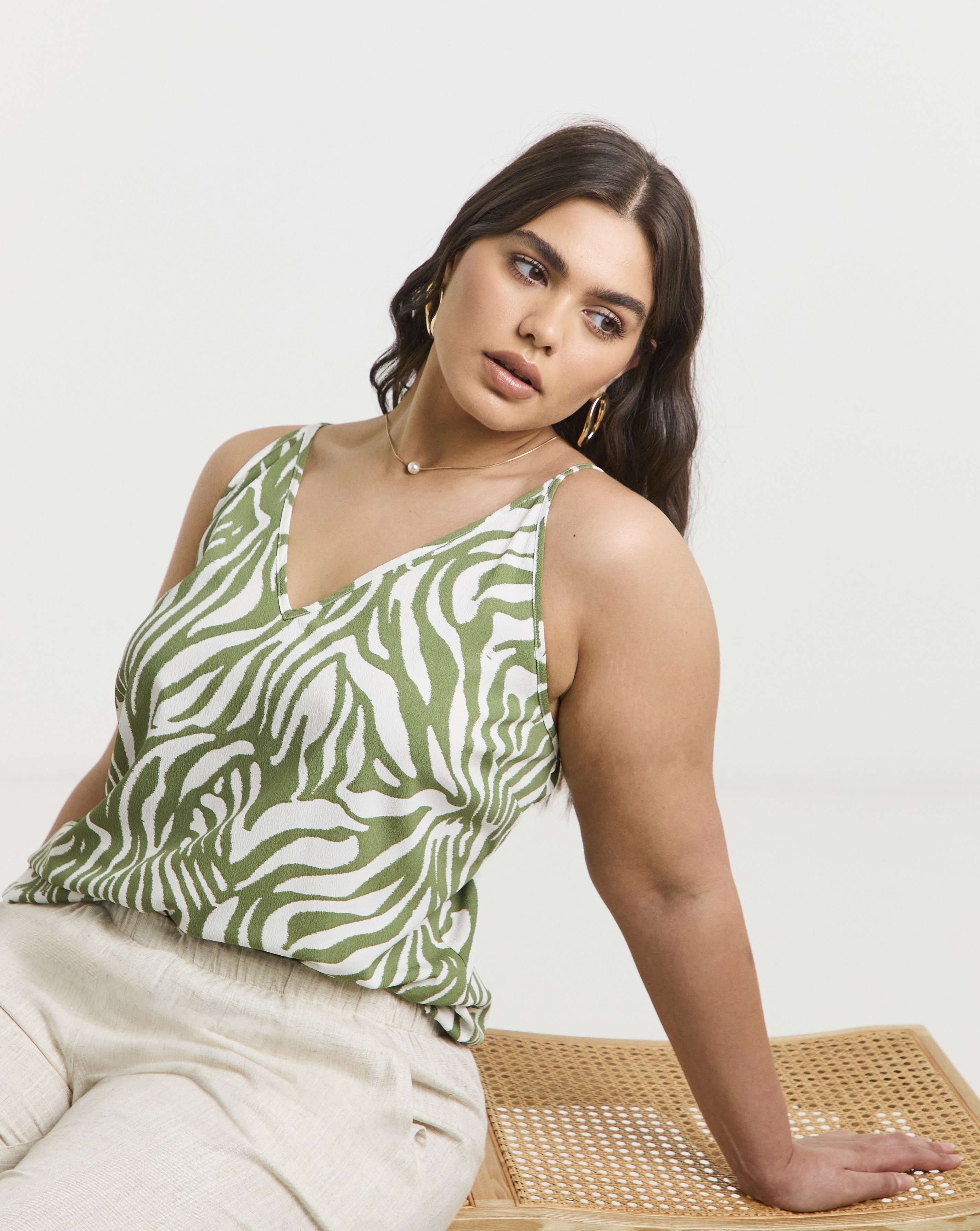 Simply Be Khaki V Neck Cami