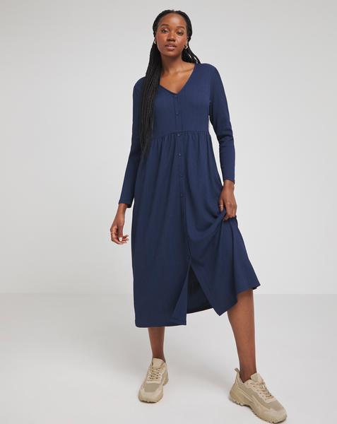 Waffle Button up Midi Dress