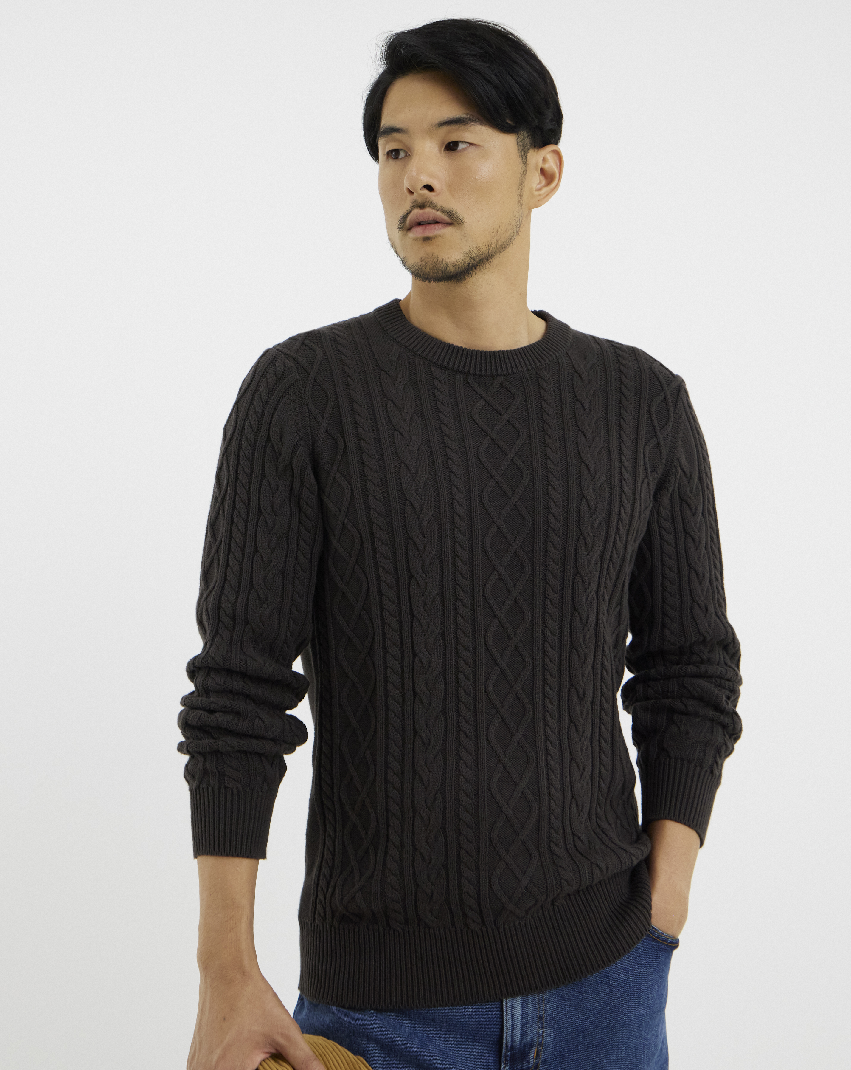 Lightweight Cable Crew Neck Jumper