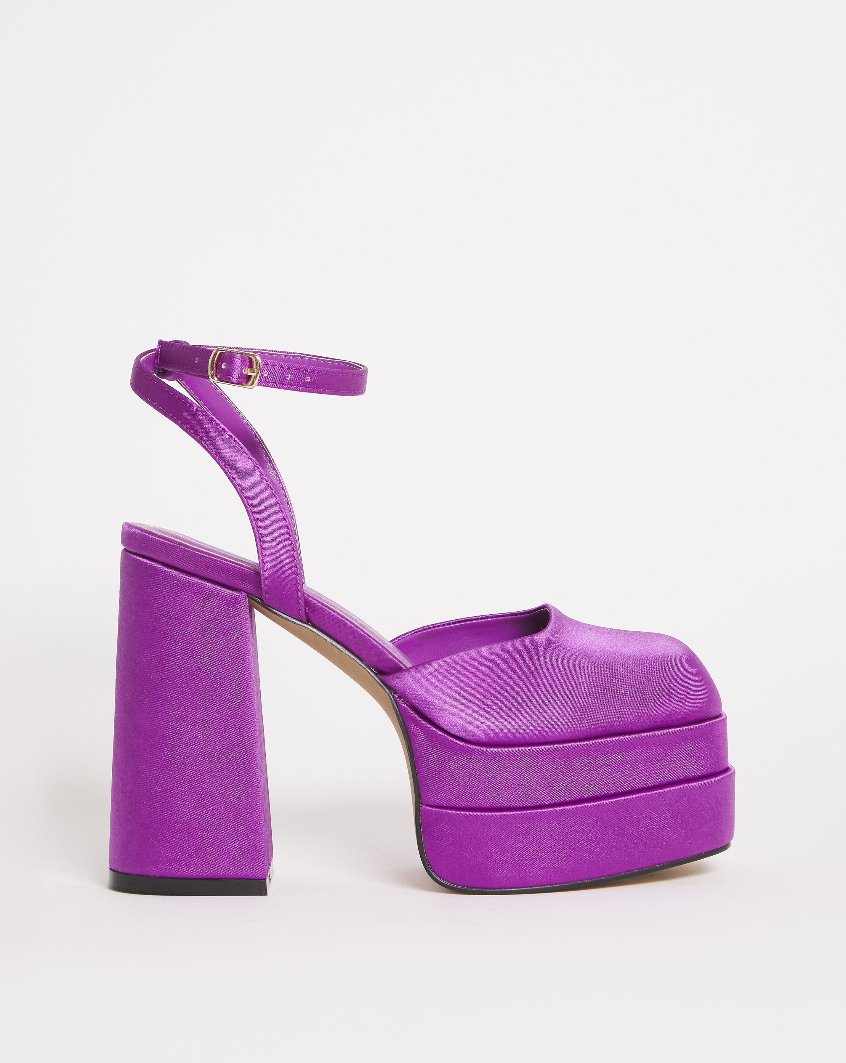 Square Toe Platform Heeled Shoes Ex Wide Fit - Magenta - Size 7 - Womens - Simply Be
