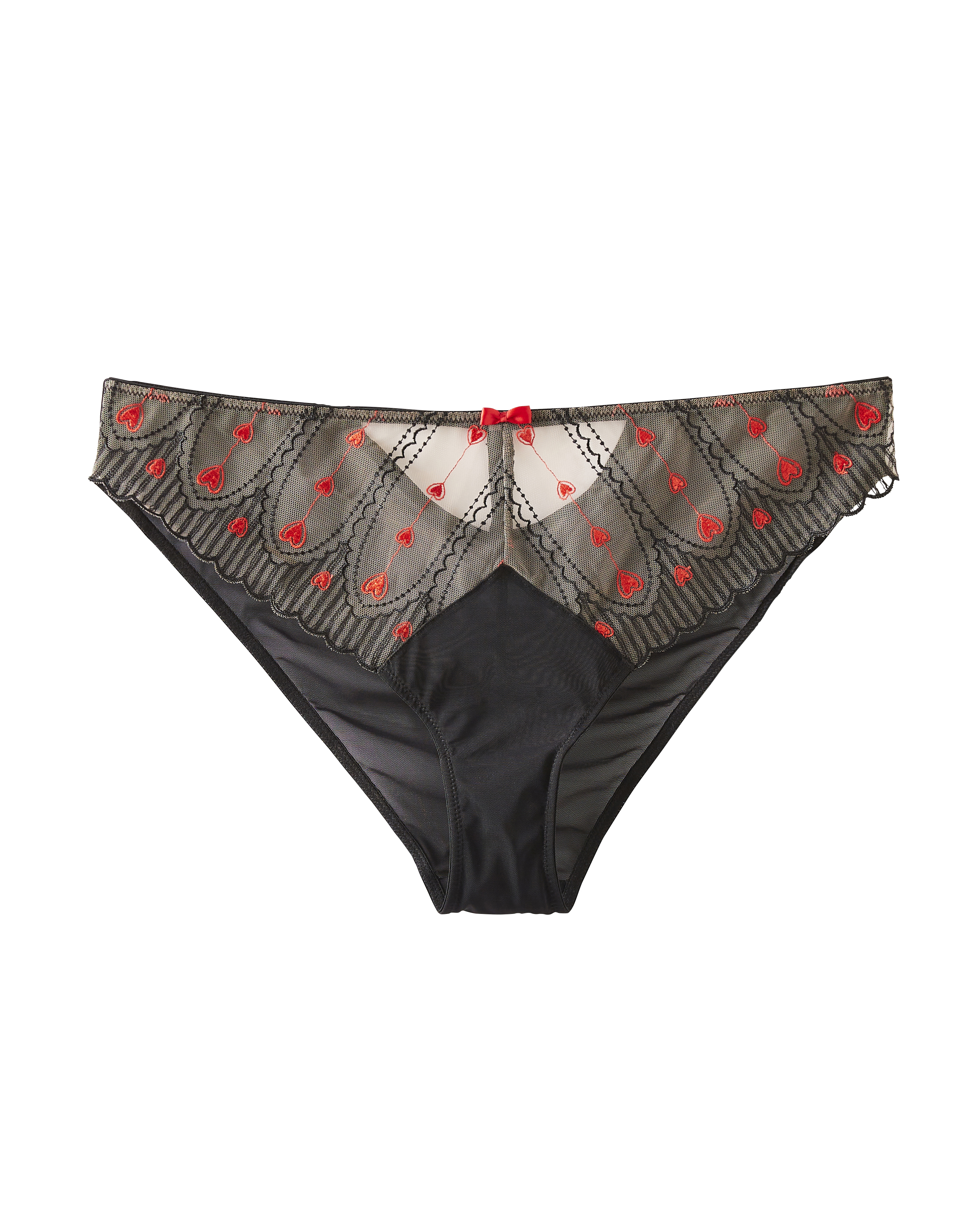 Simply Be Plus Size Sexy Hearts Mid Brazilian In Black/red | UK Size 30 Women's