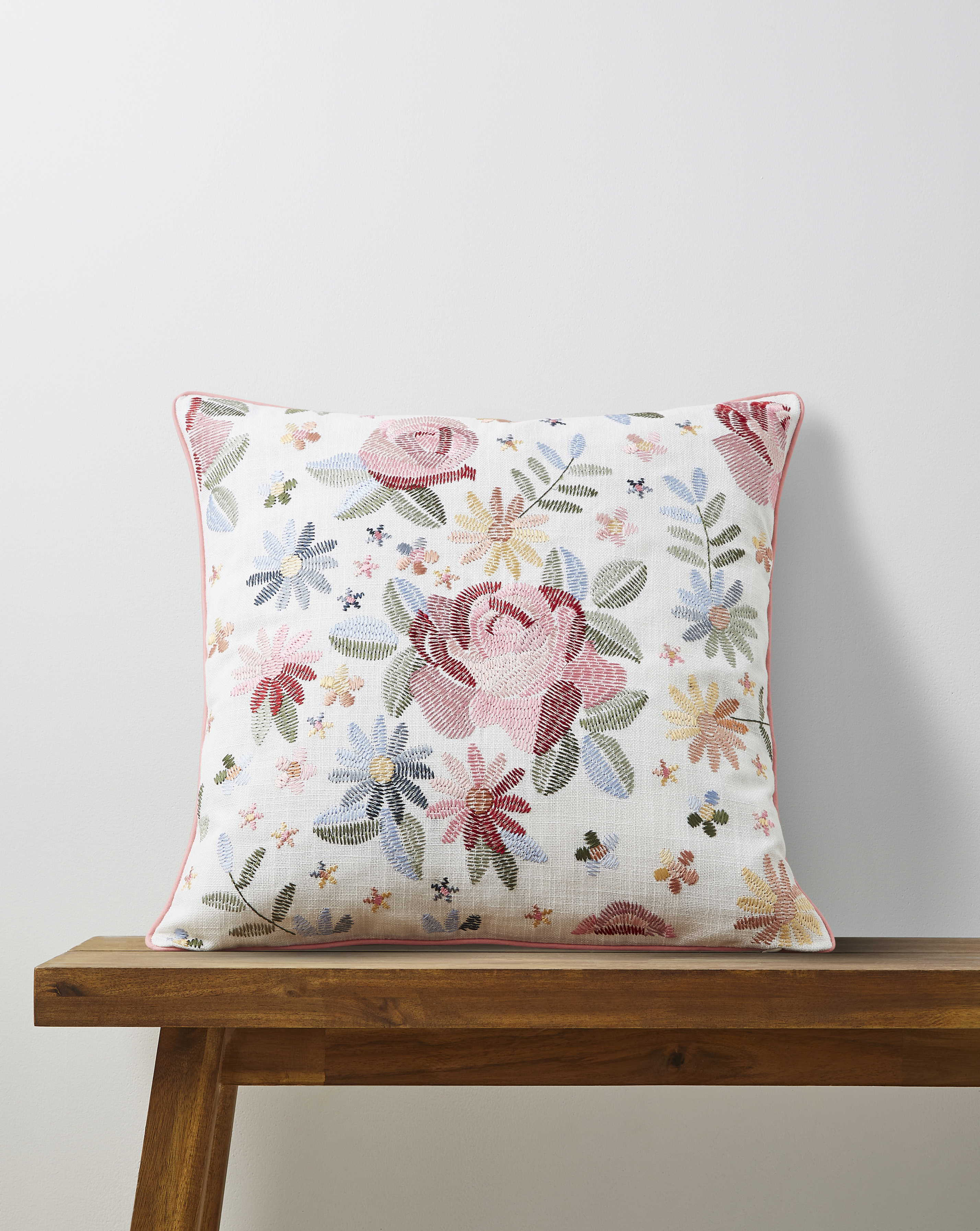 Maeve Embroidered Floral Cushion