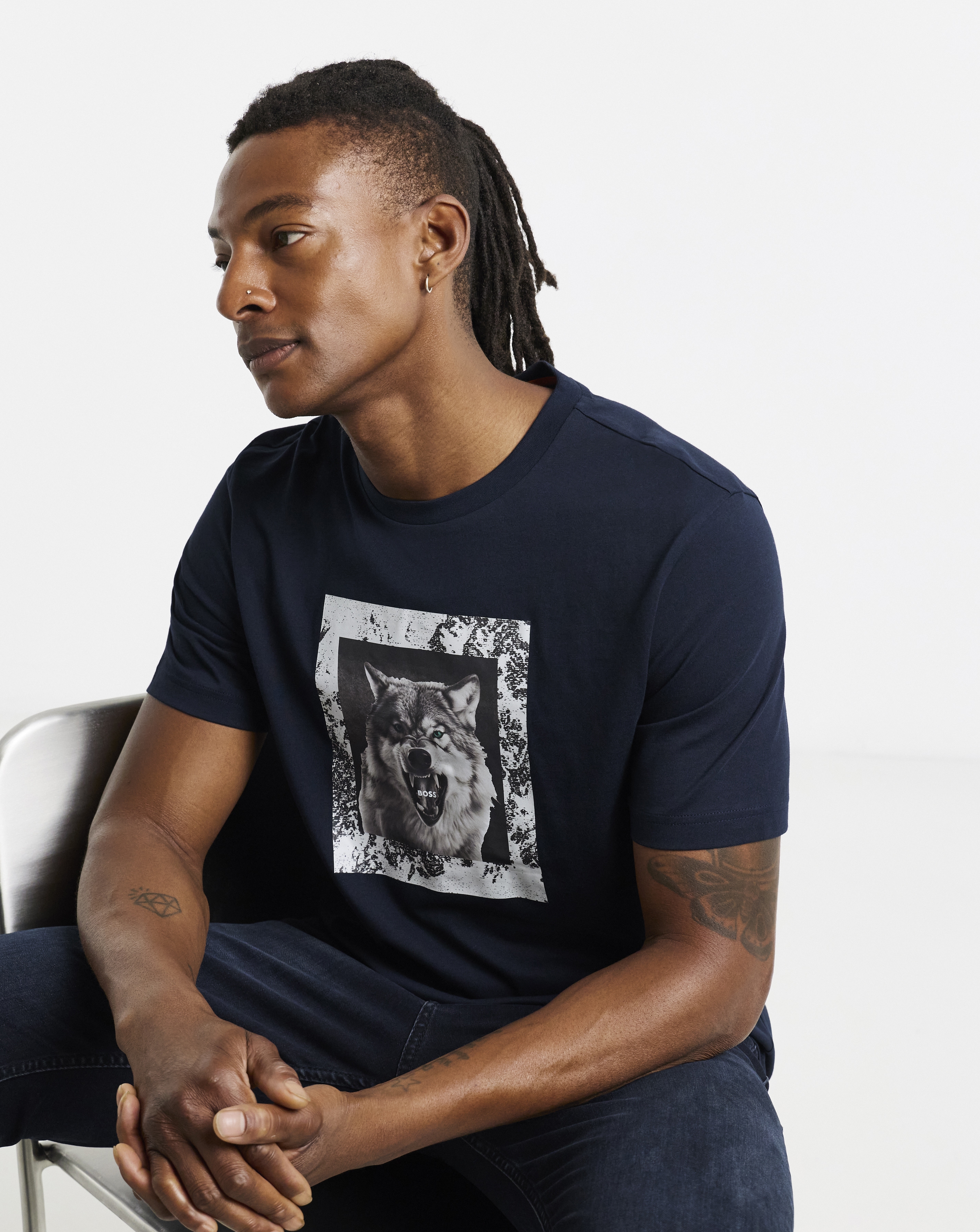 BOSS Graphic Animal T-Shirt - Dark Blue