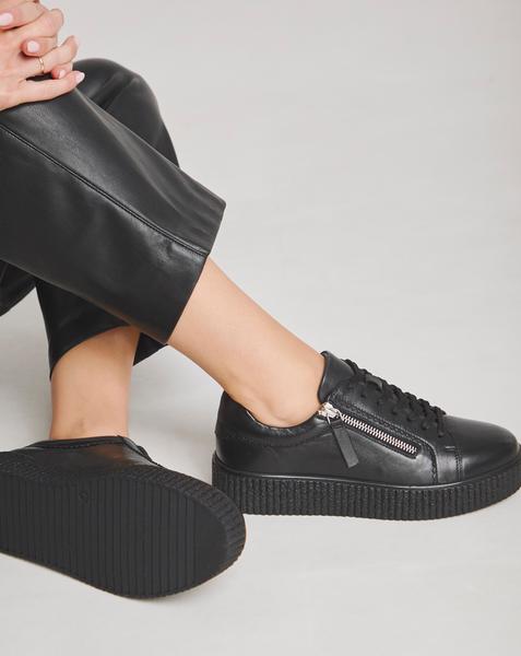 Side Zip Leather Trainer Wide Fit
