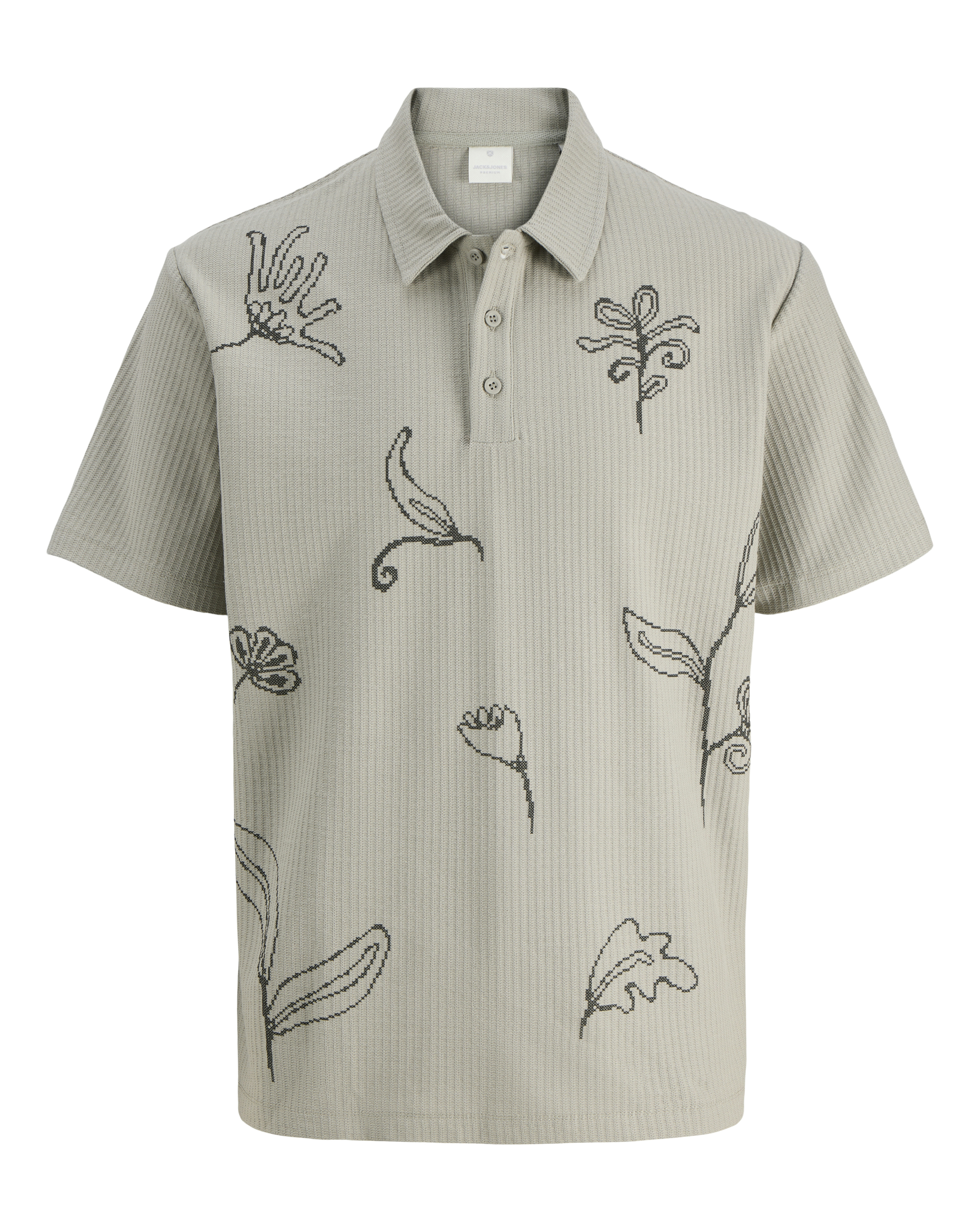 Jack & Jones Men's Natural Premium Leon Floral Polo Size 4XL(59) - Image 2