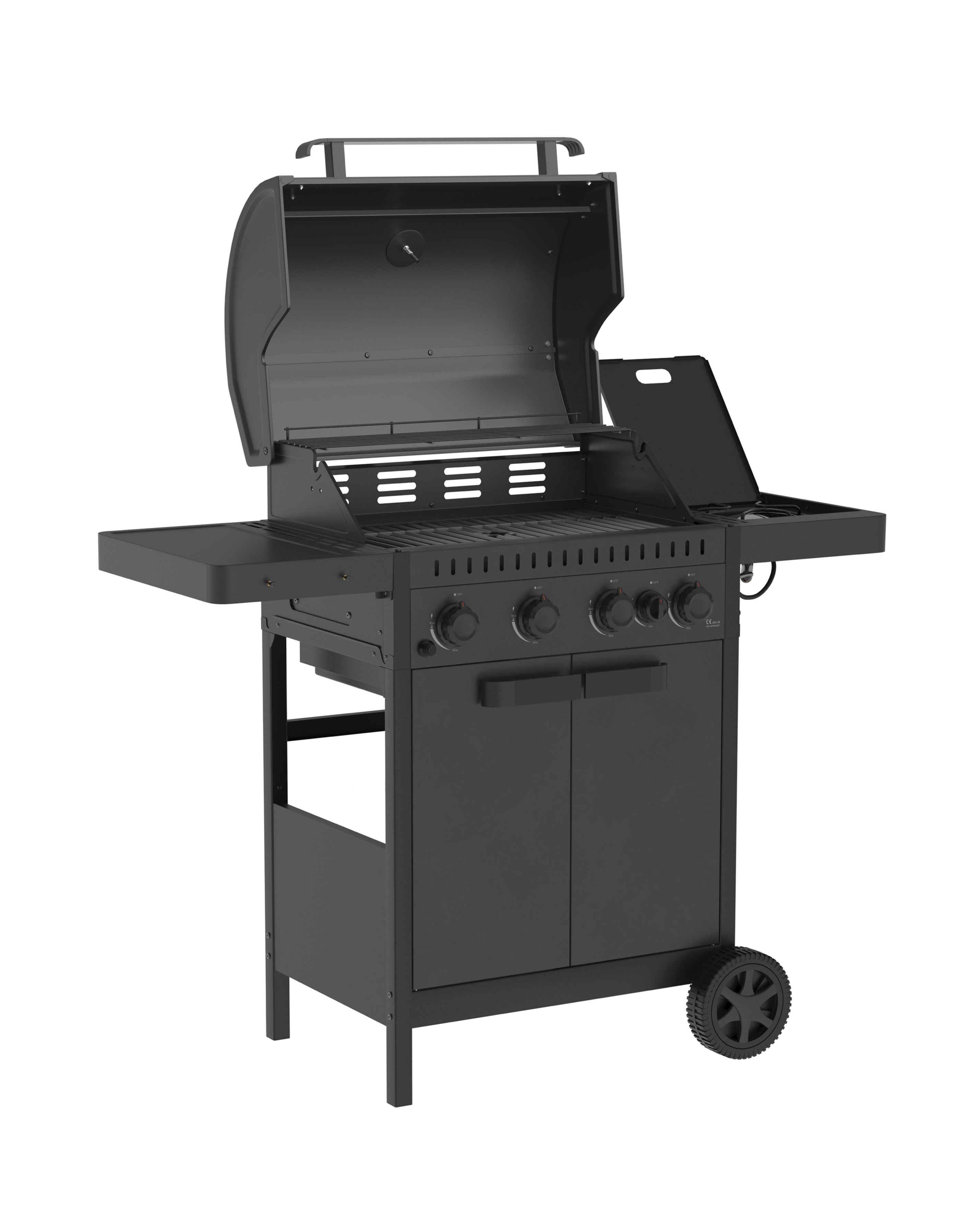 Charles Bentley Grey/Black Ottimo 350 4 Gas Barbecue & Side Burner