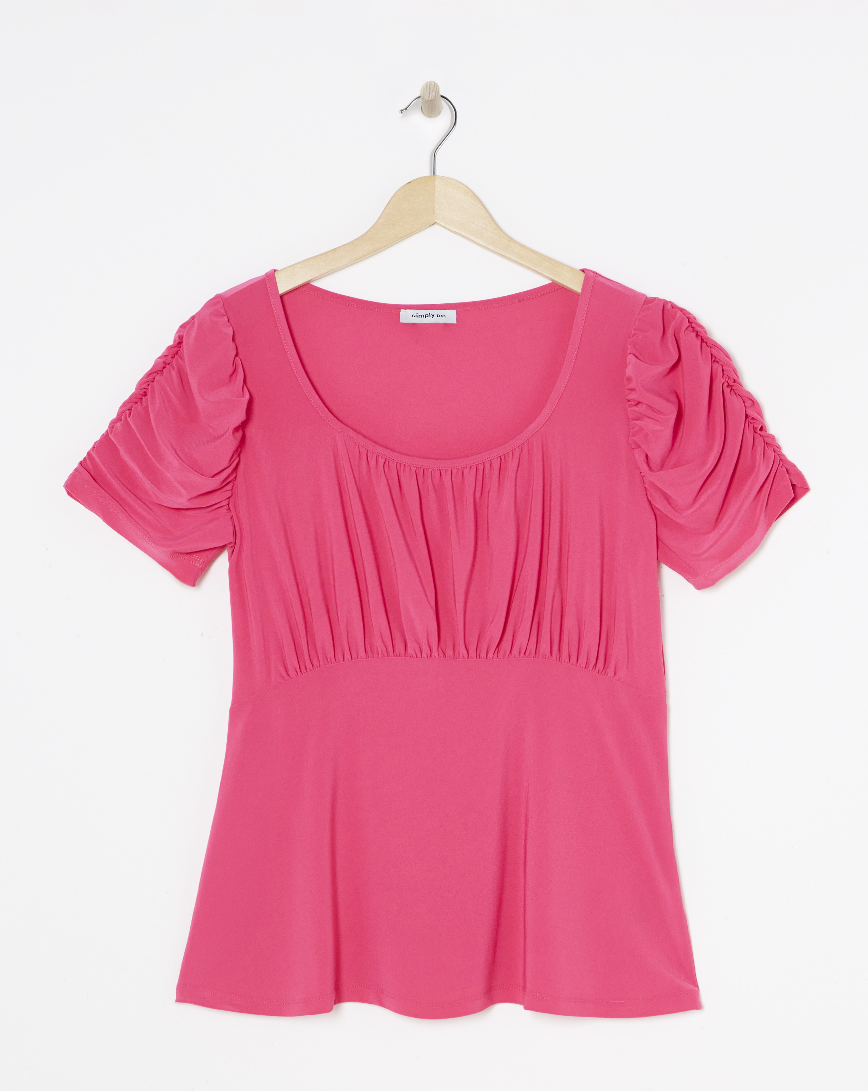 Hot Pink - Women's - Pink Luxe Jersey Ruched Sleeve Top - Size 10