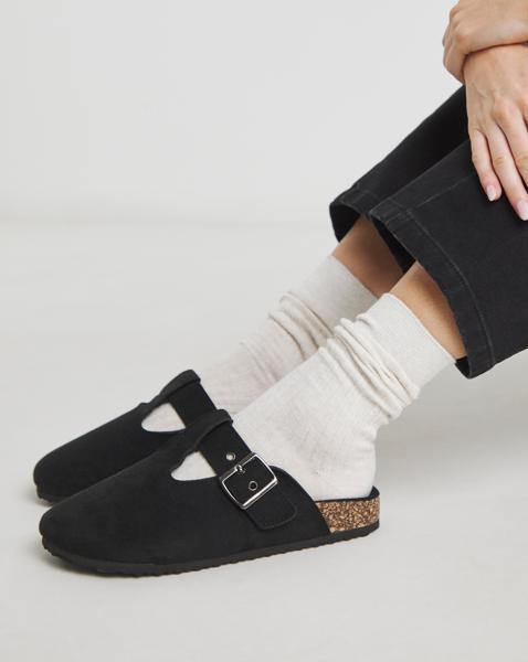 Buckle Footbed Closed Toe Mule Ex Wide