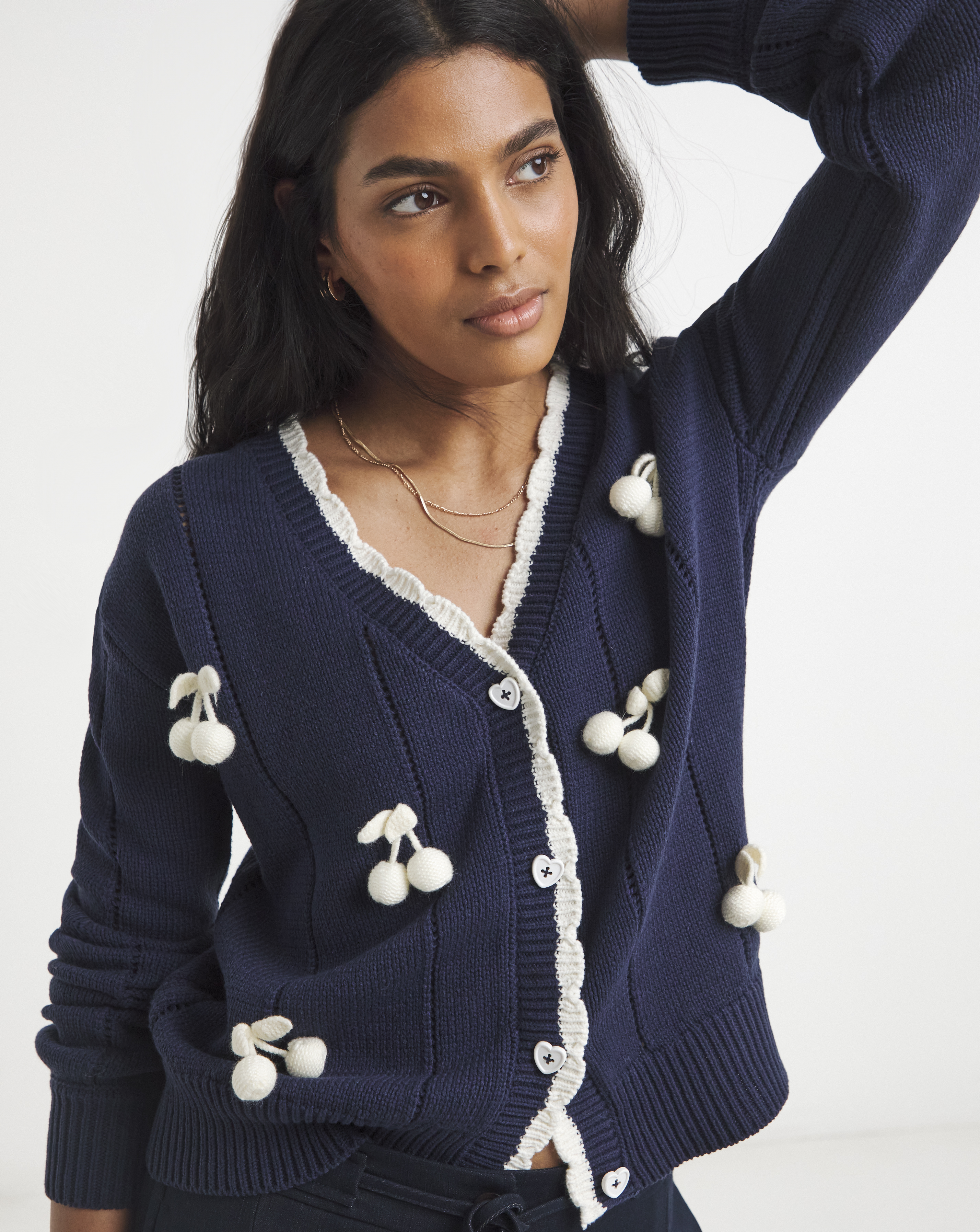 Simply Be 3D Cherry Pointelle Cardigan
