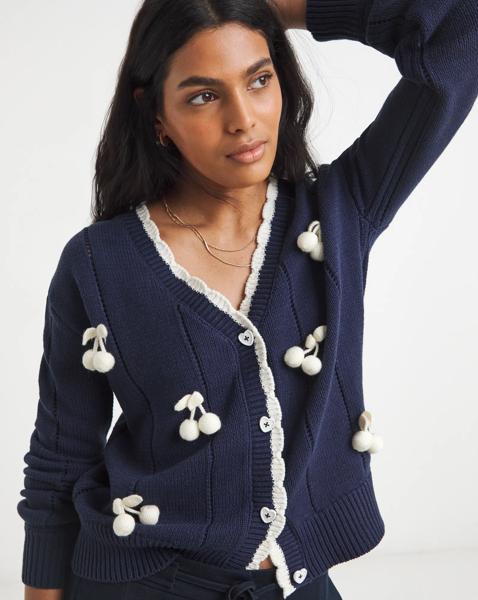 Simply Be 3D Cherry Pointelle Cardigan