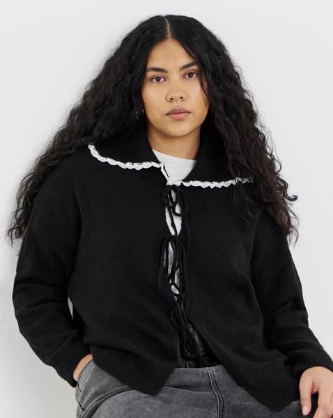 Tie Front Collar Cardigan