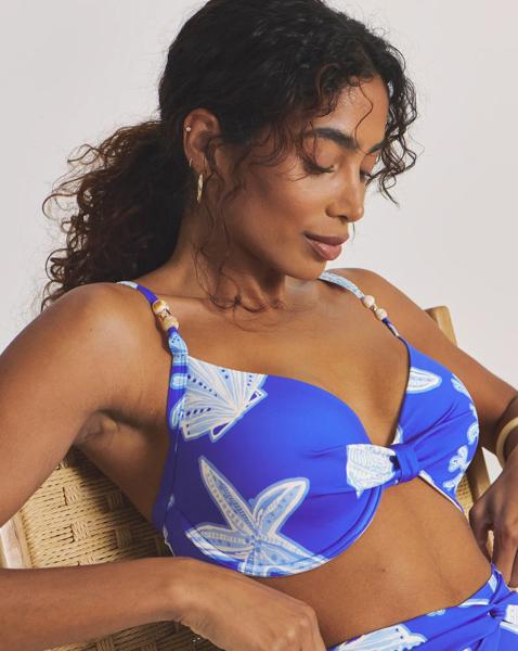 Underwired Shell Print Bikini Top