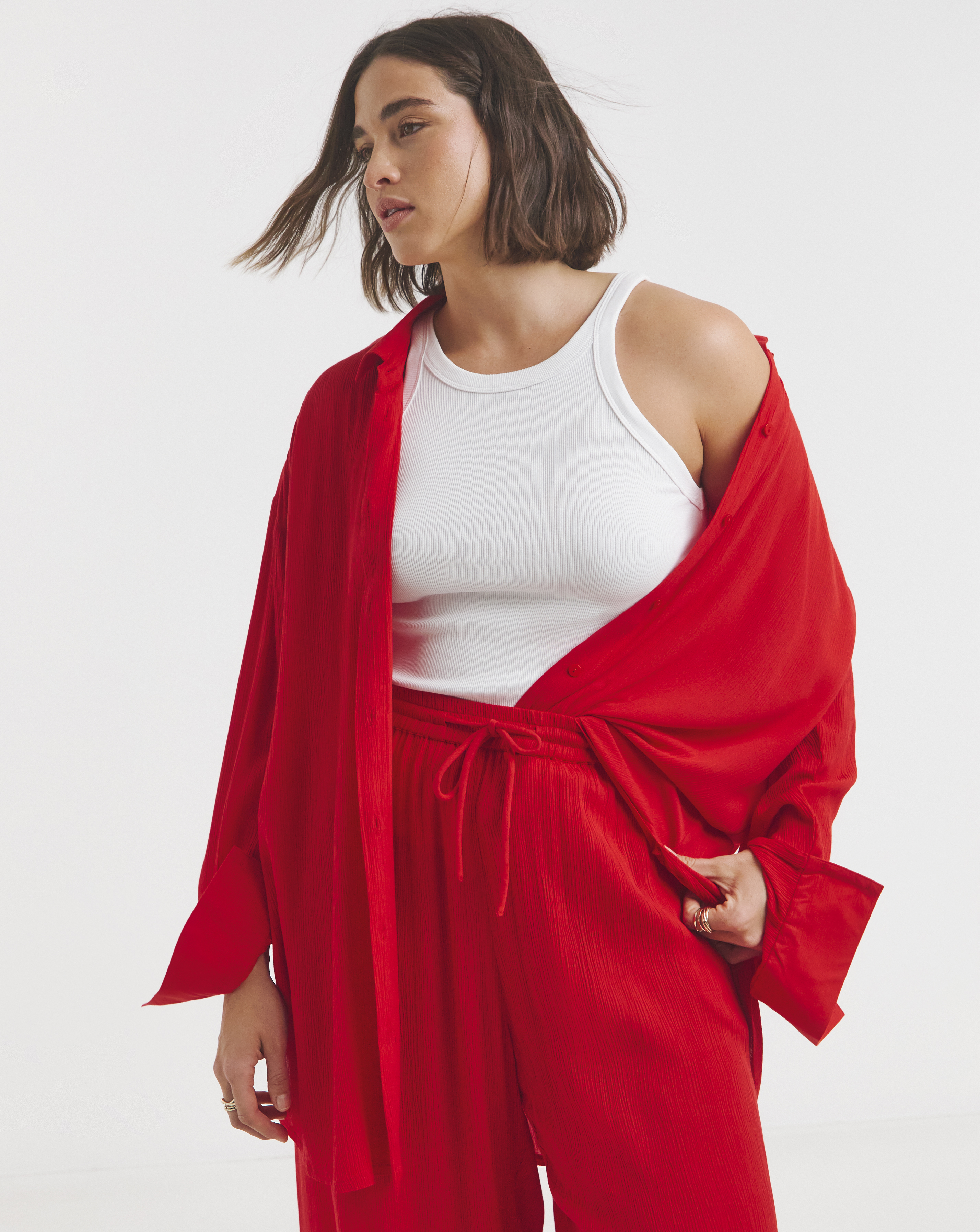 Simply Be Scarlet Crinkle Shirt