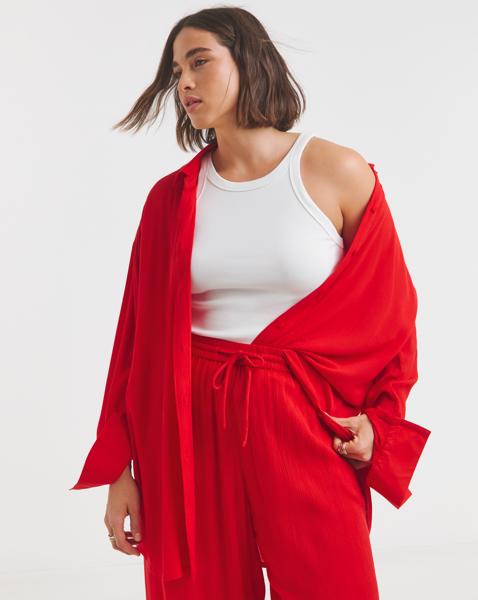 Simply Be Scarlet Crinkle Shirt