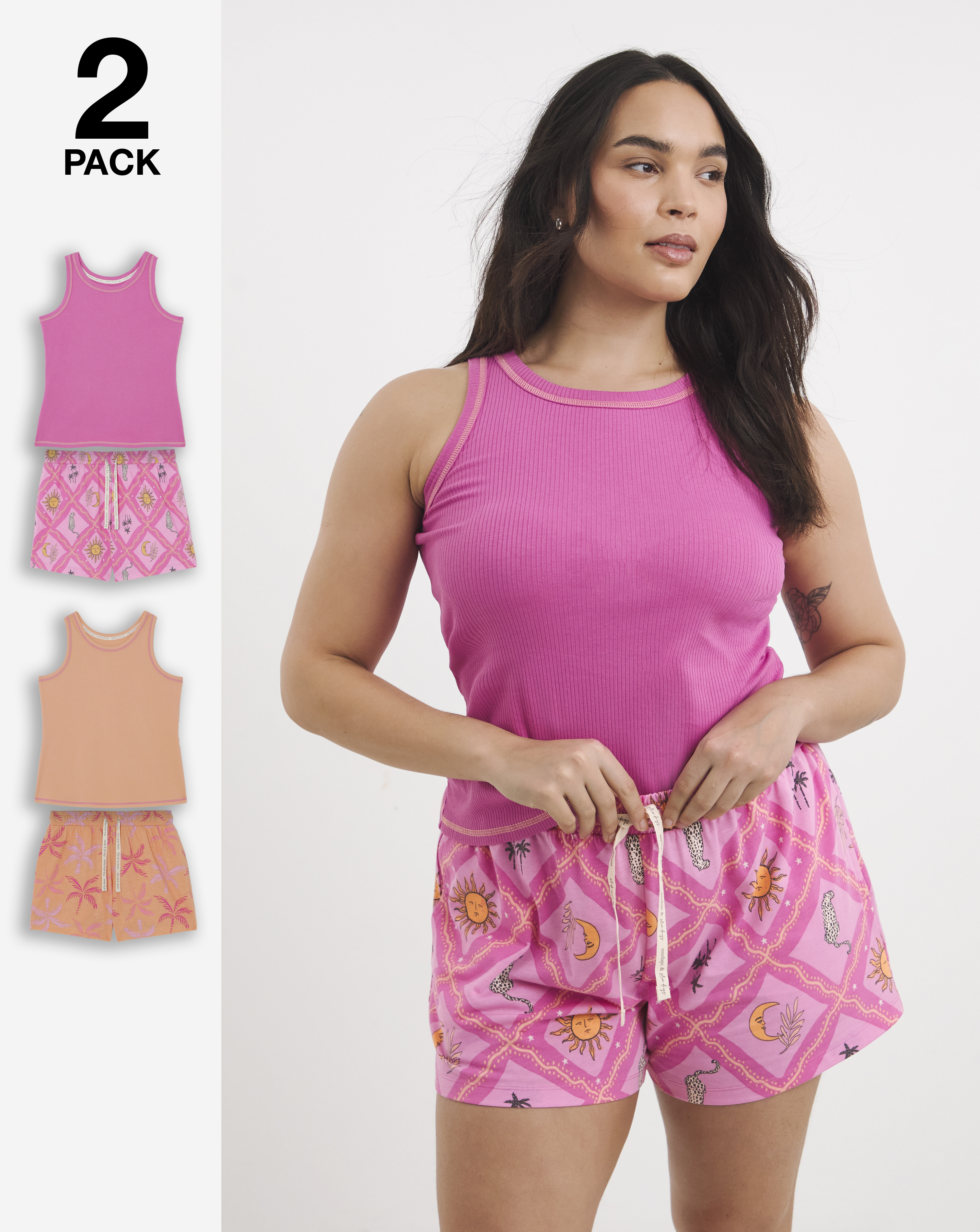 Pretty Secrets 2 Pack Ribbed Shortie Set