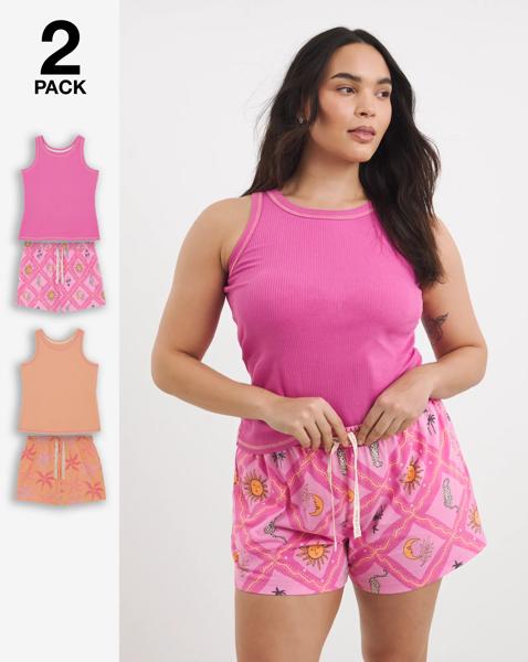 Pretty Secrets 2 Pack Ribbed Shortie Set