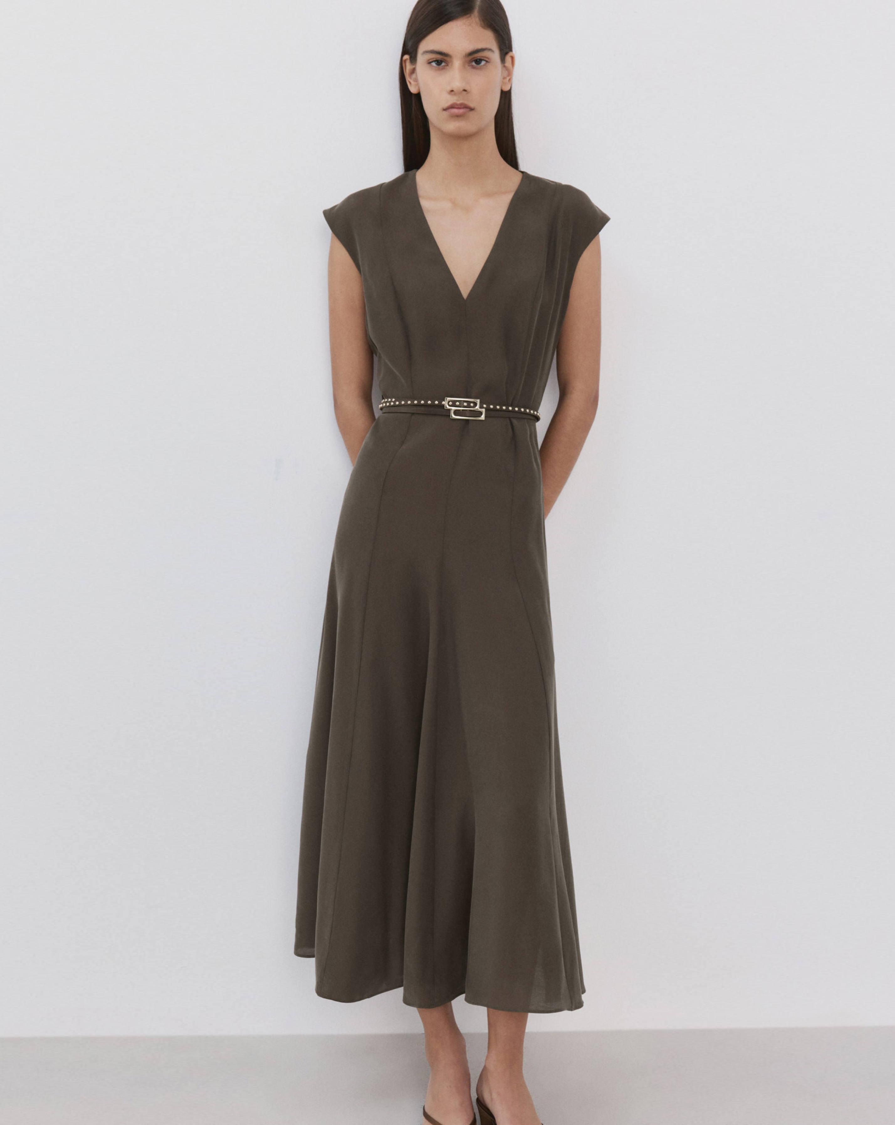 Mango Double-Belt A-Line Dress