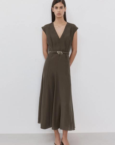 Mango Double-Belt A-Line Dress