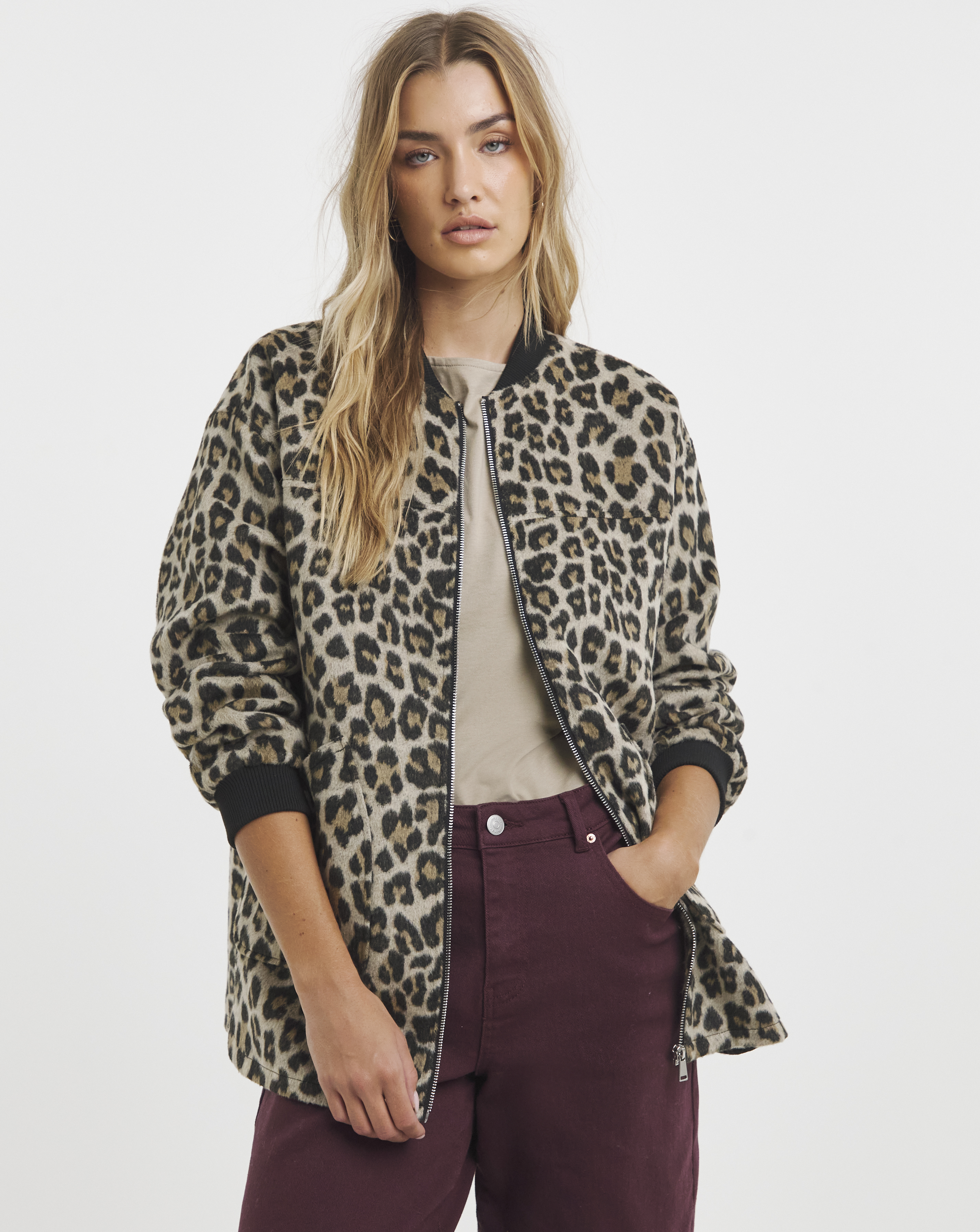 Leopard Soft Zip Bomber Jacket