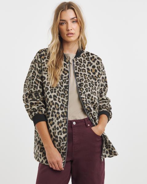 Leopard Soft Zip Bomber Jacket