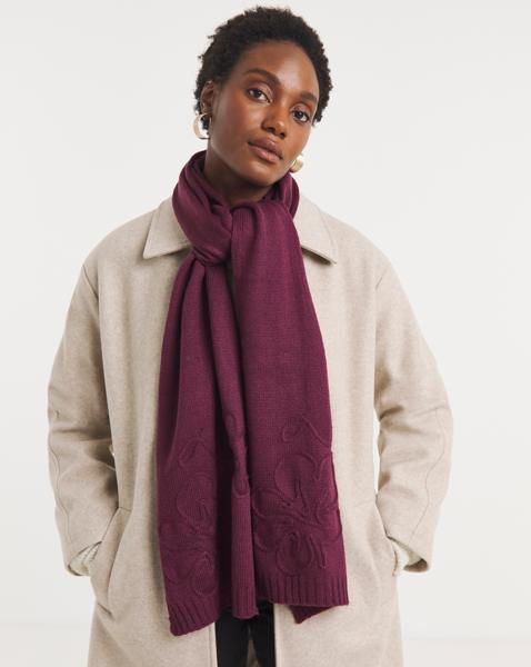 Floral Embroidered Knitted Scarf