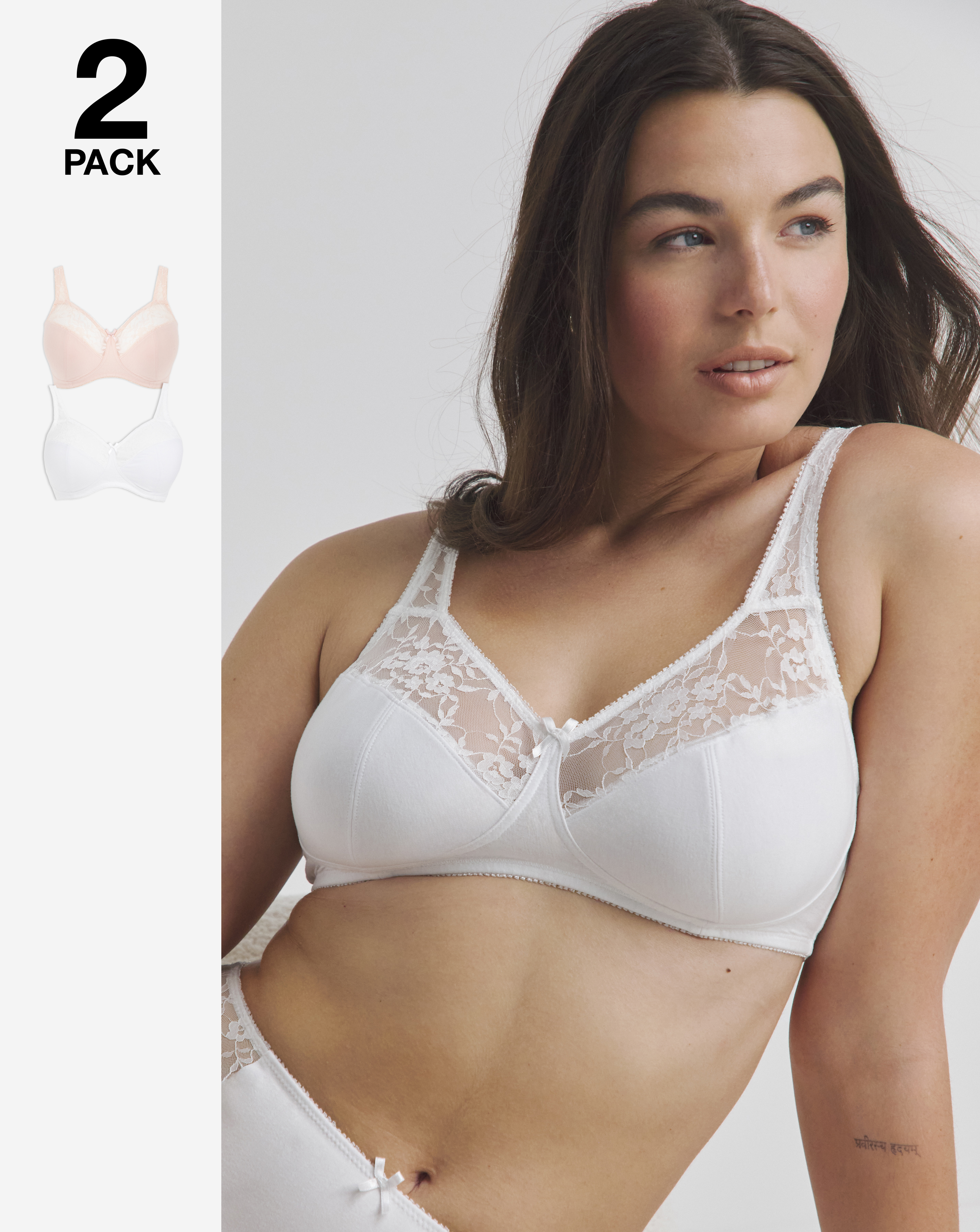 2 Pack Lace Non Wired Full Cup Bras