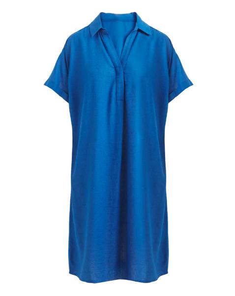 Linen Mix Collared Tunic Dress
