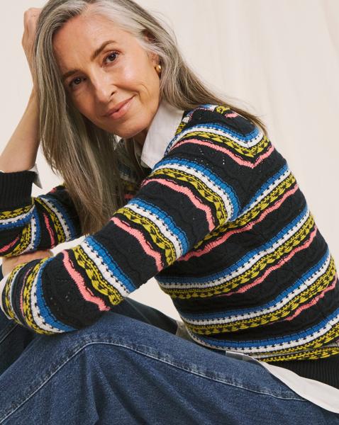 Julipa Pointelle Contrast Stitch Jumper